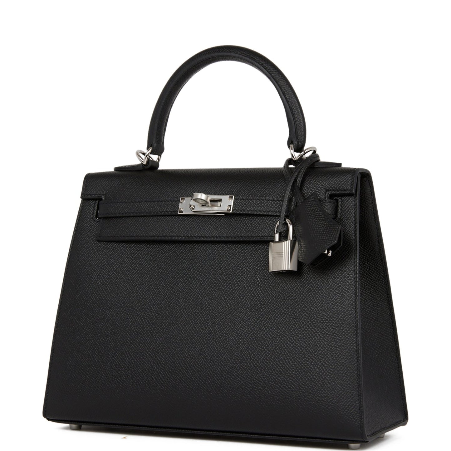 Hermes Kelly 25 Sellier Black Epsom Palladium Hardware
