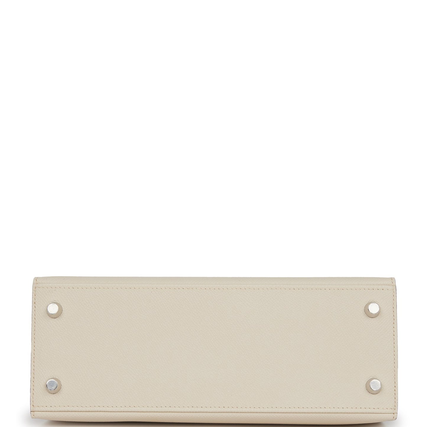 Hermes Kelly 25 Sellier Craie and Gris Mouette Epsom Brushed Palladium Hardware