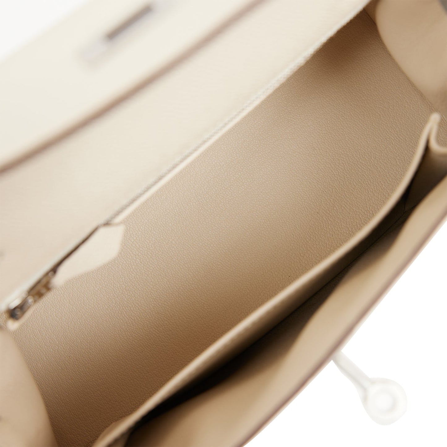 Hermes Kelly 25 Sellier Craie and Gris Mouette Epsom Brushed Palladium Hardware