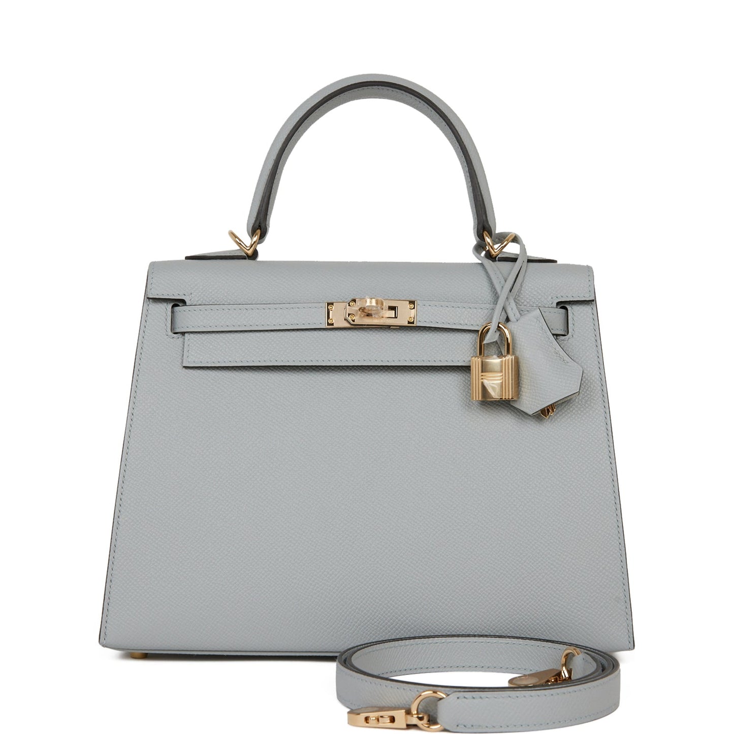Hermes Kelly 25 Sellier Bleu Glacier Verso Epsom Permabrass Hardware