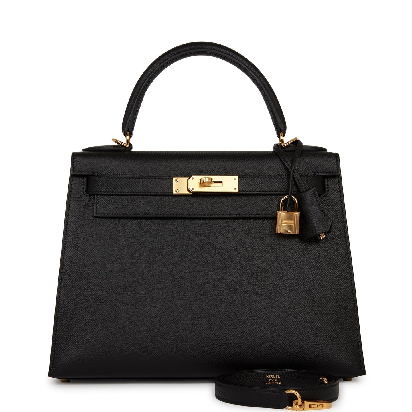 Hermes Kelly 28 Sellier Black Epsom Gold Hardware