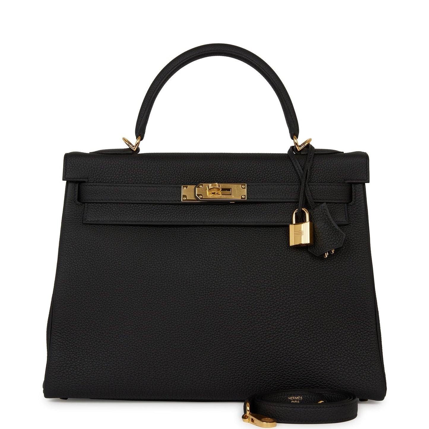 Hermes Kelly 32 Retourne Black Togo Gold Hardware