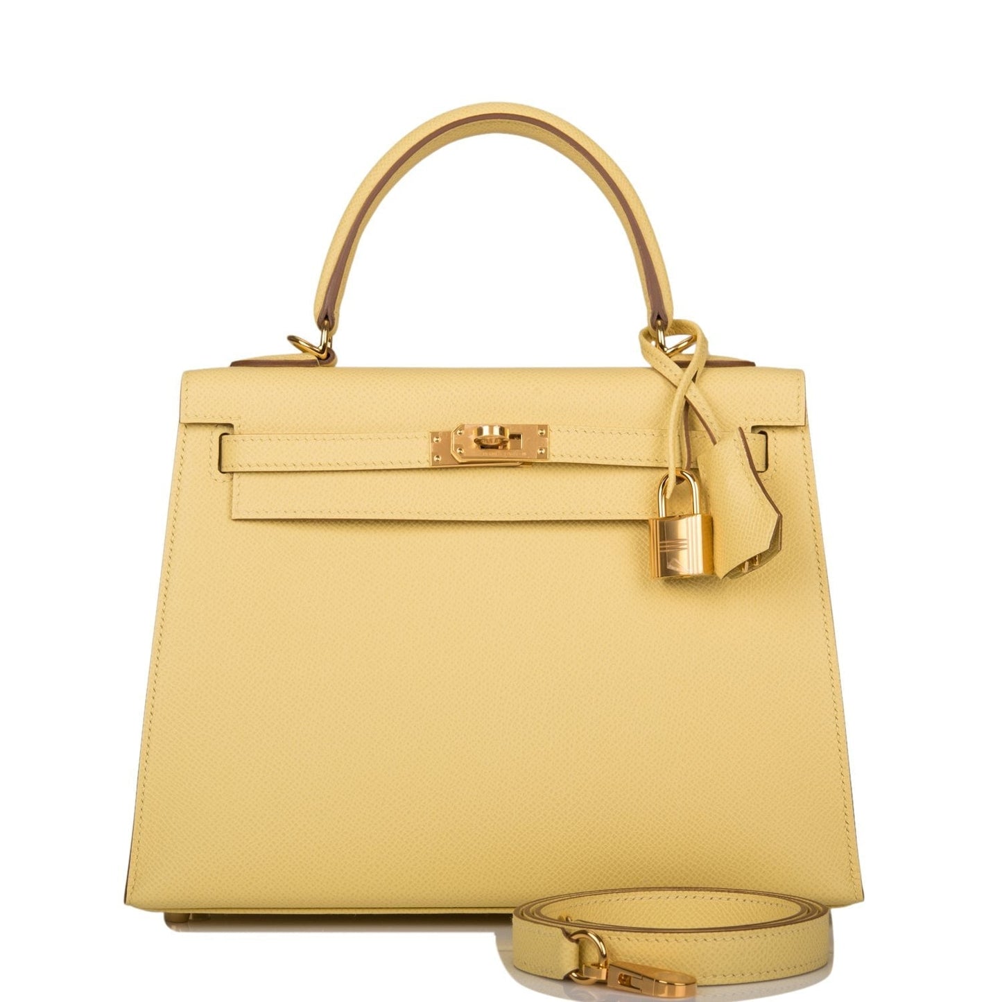 Hermes Kelly 25 Sellier Jaune Poussin Epsom Gold Hardware