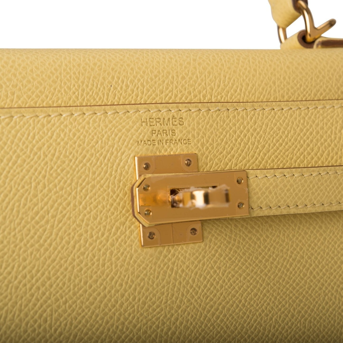 Hermes Kelly 25 Sellier Jaune Poussin Epsom Gold Hardware
