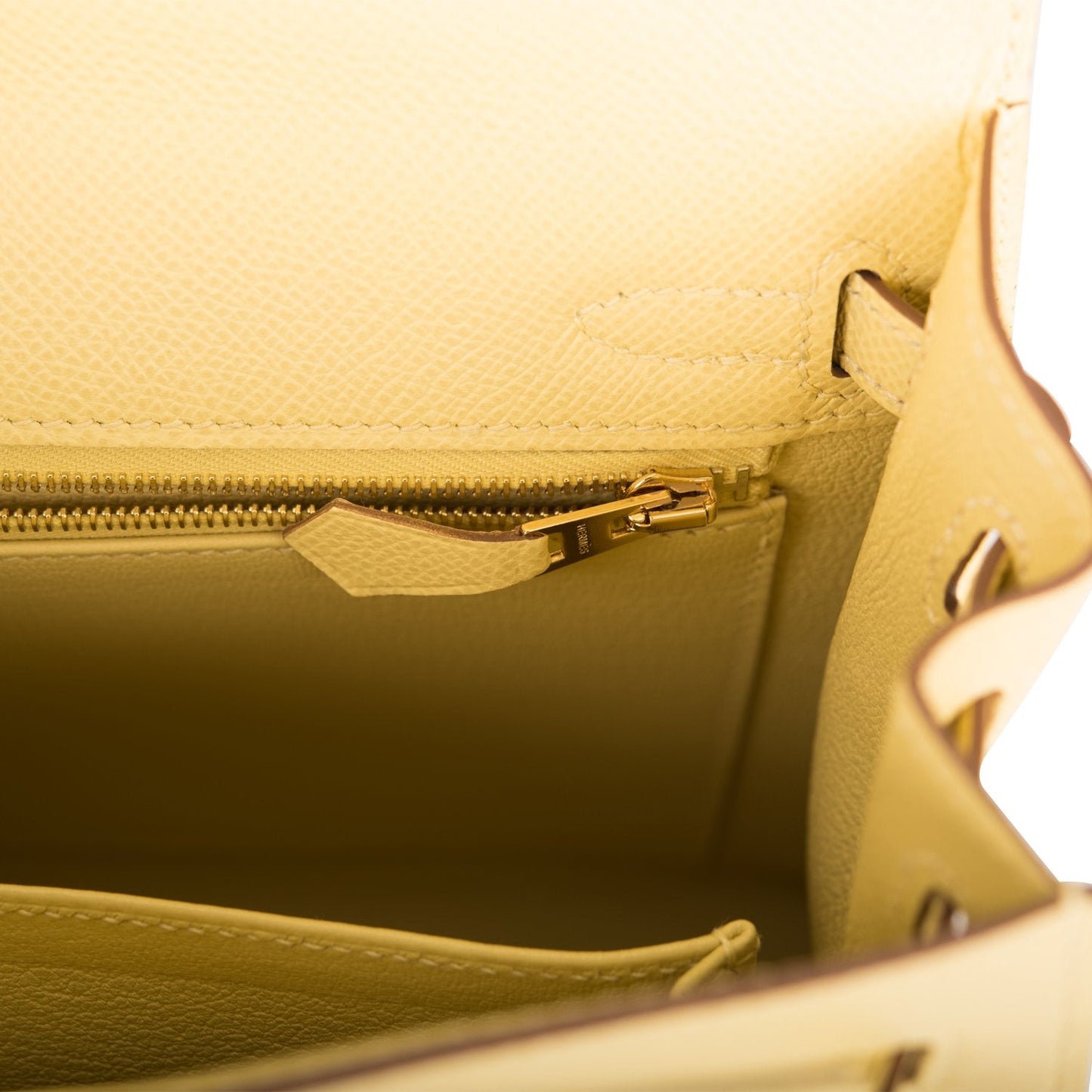 Hermes Kelly 25 Sellier Jaune Poussin Epsom Gold Hardware