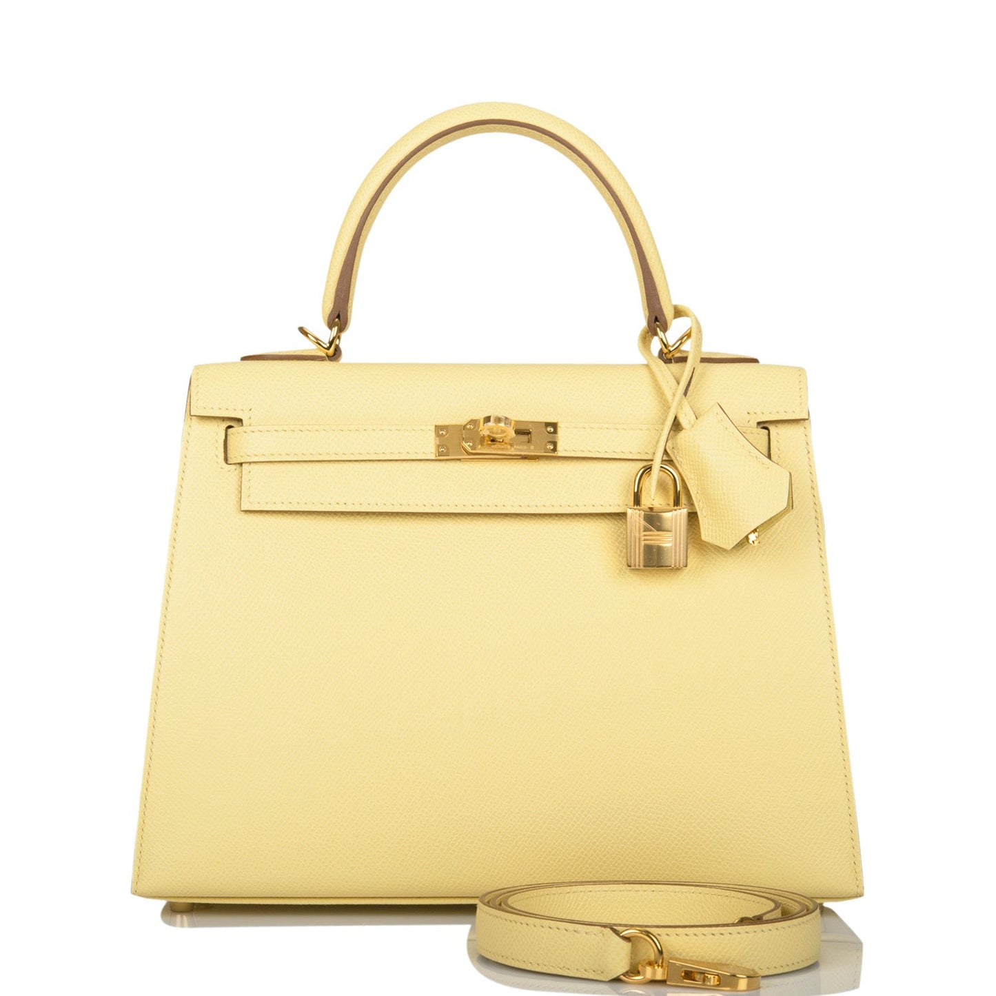 Hermes Kelly 25 Sellier Jaune Poussin Epsom Gold Hardware