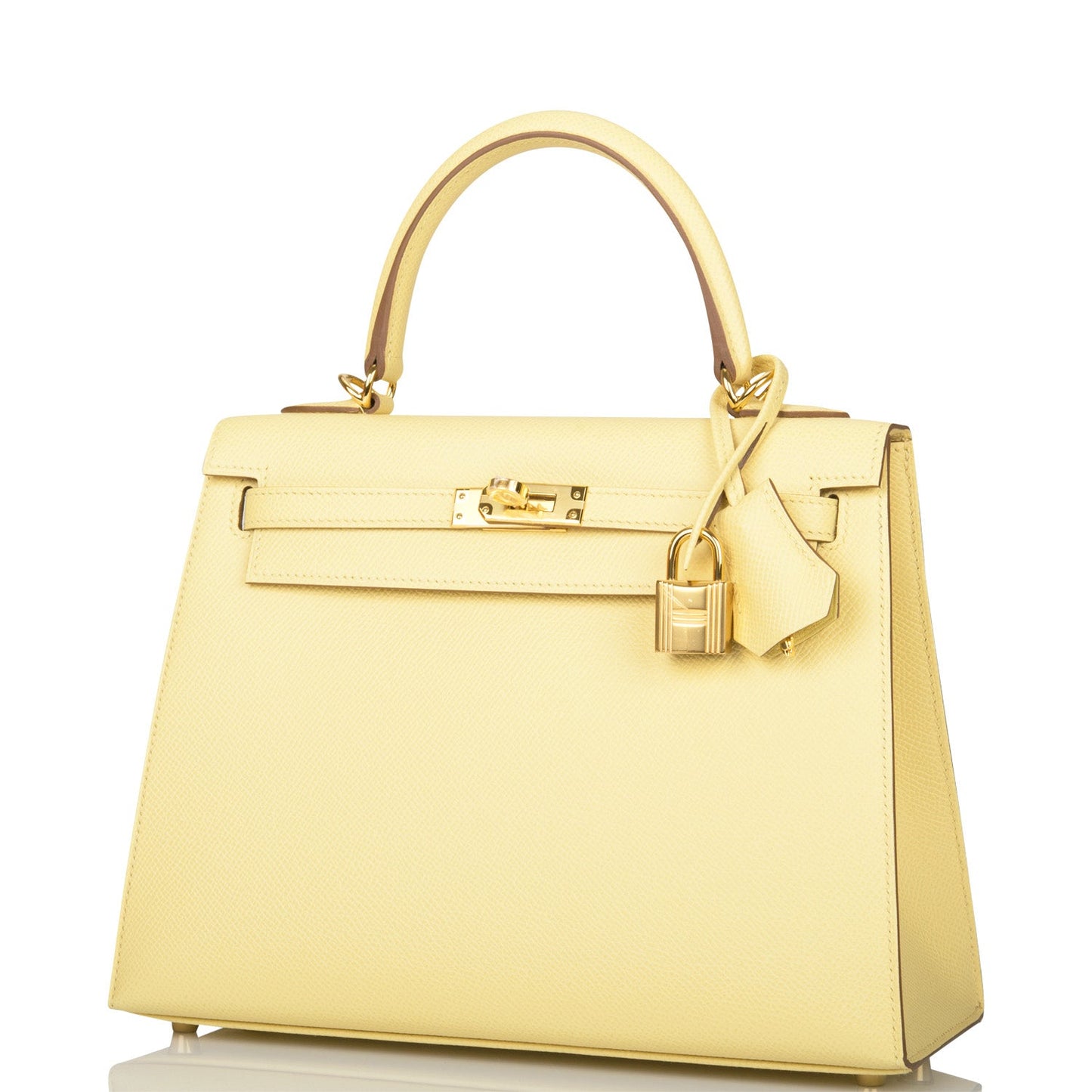 Hermes Kelly 25 Sellier Jaune Poussin Epsom Gold Hardware
