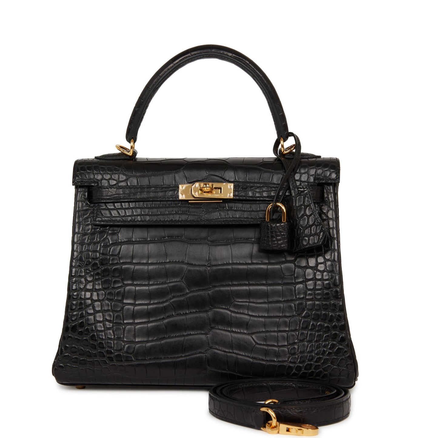 Hermes Kelly 25 Retourne Black Matte Alligator Gold Hardware
