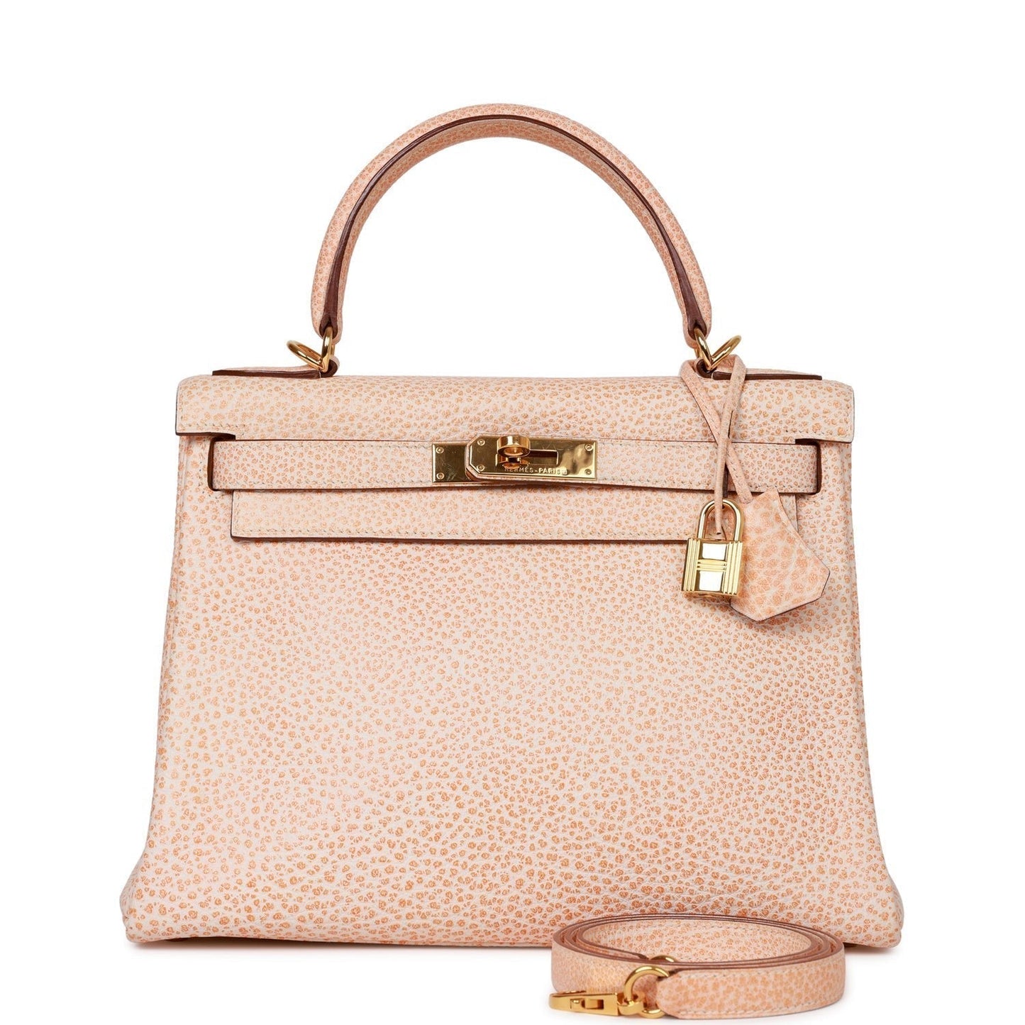 Hermes Kelly 28 Retourne Orange Dalmatian Buffalo Gold Hardware