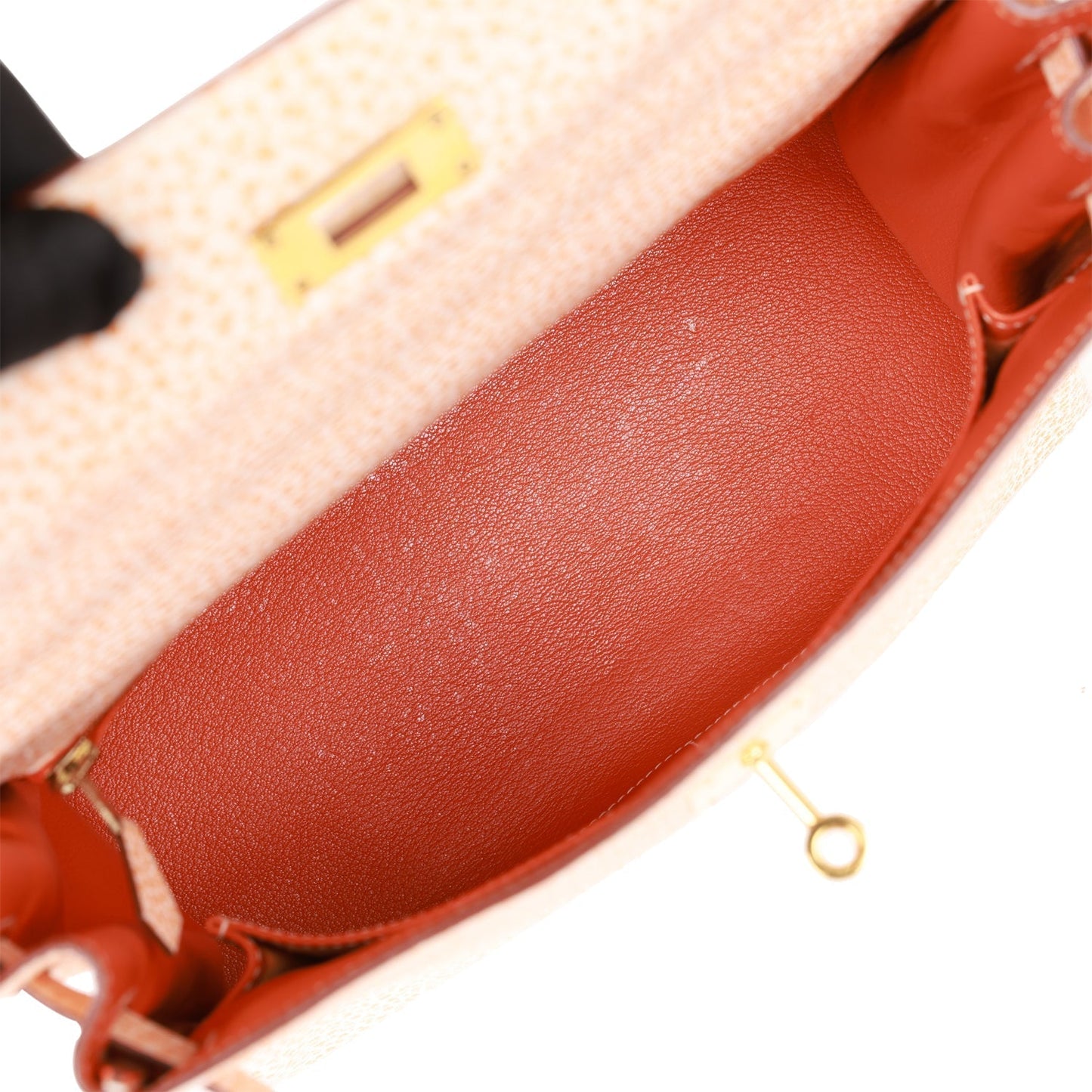 Hermes Kelly 28 Retourne Orange Dalmatian Buffalo Gold Hardware