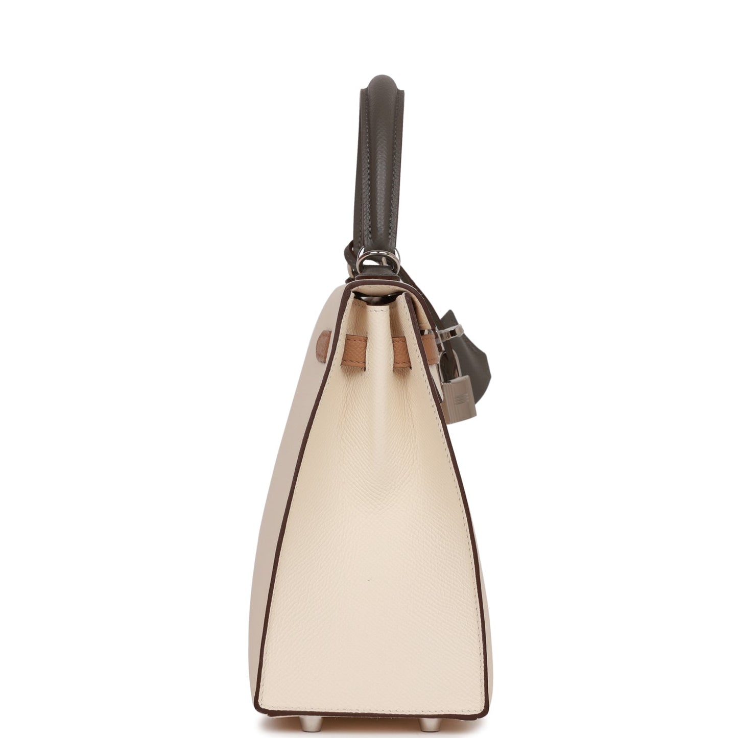Hermes Kelly 25 Sellier Tri-Color Nata, Chai and Gris Meyer Epsom Palladium Hardware