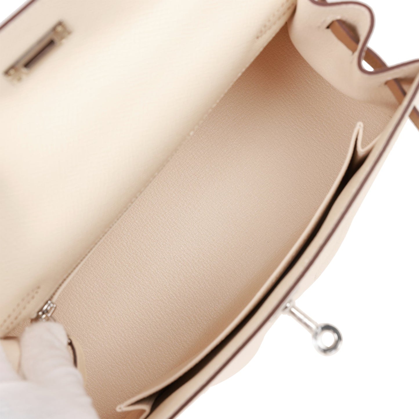 Hermes Kelly 25 Sellier Tri-Color Nata, Chai and Gris Meyer Epsom Palladium Hardware