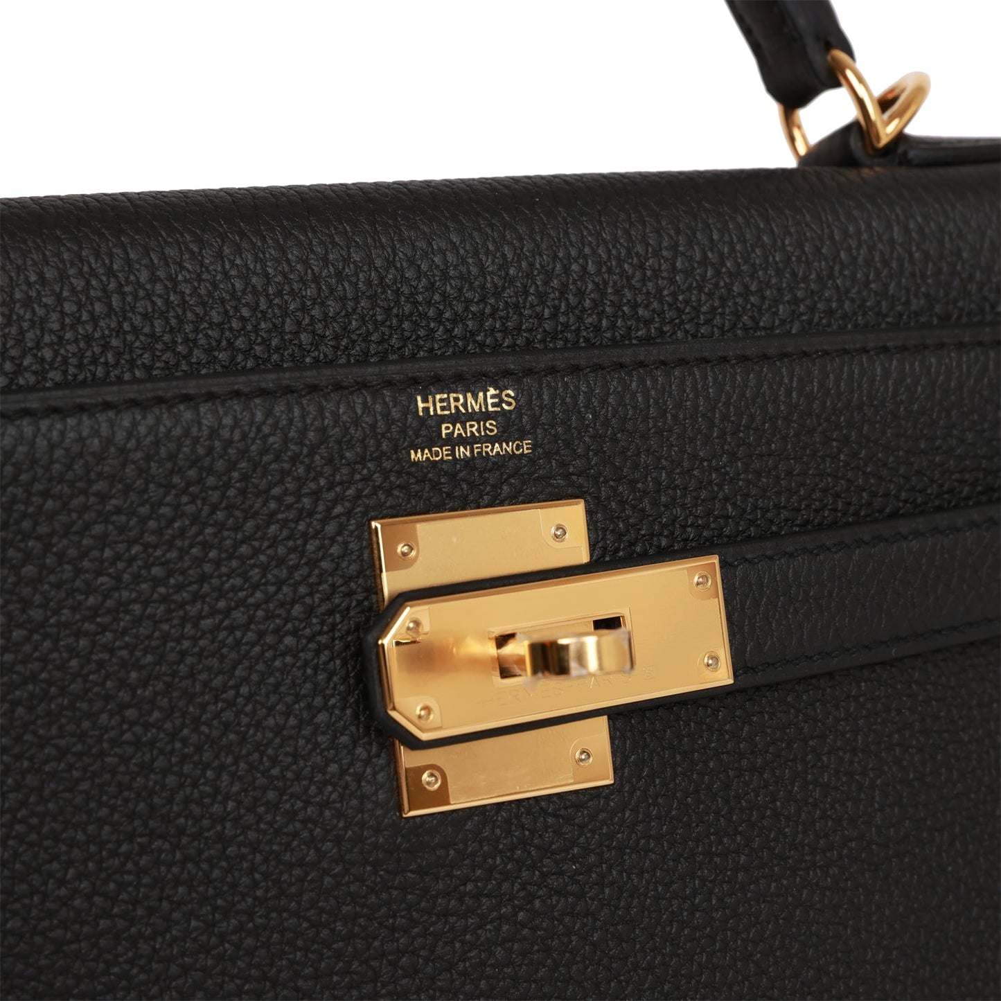 Hermes Kelly 28 Retourne Black Togo Gold Hardware
