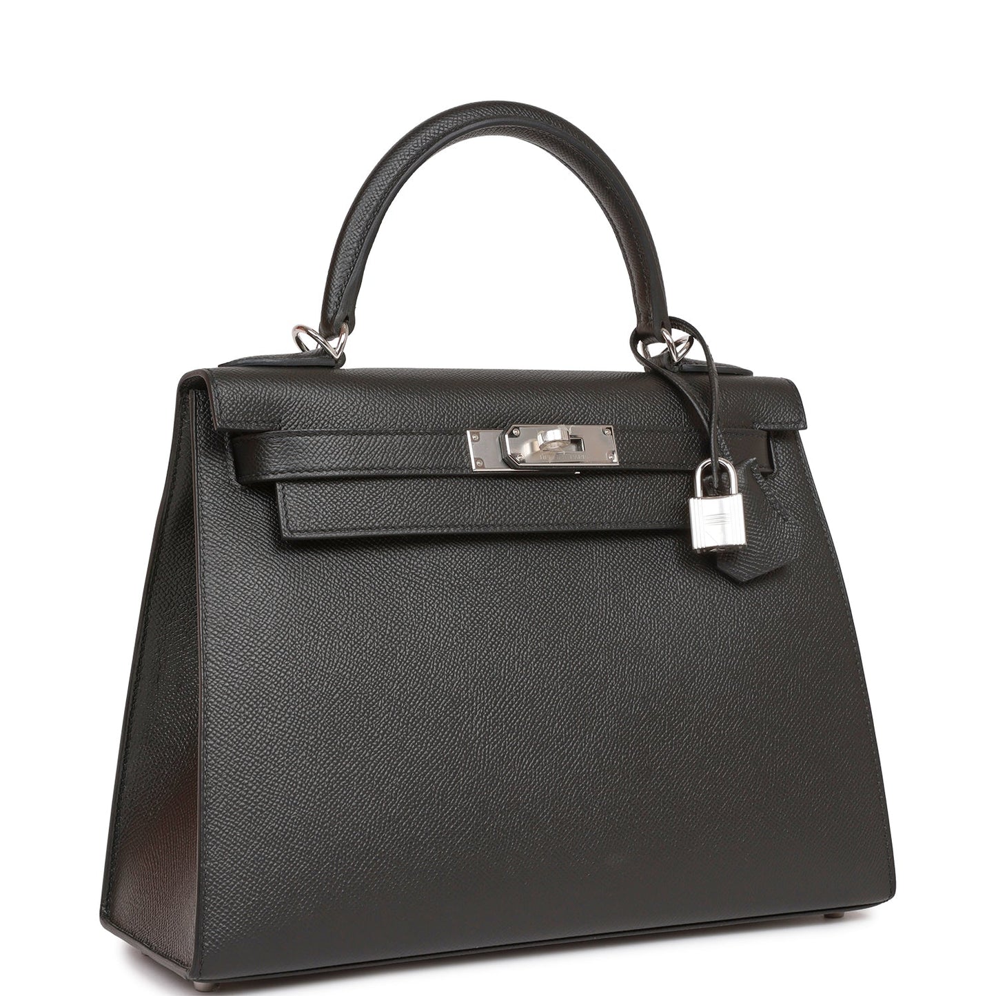 Hermes Kelly 28 Sellier Black Epsom Palladium Hardware