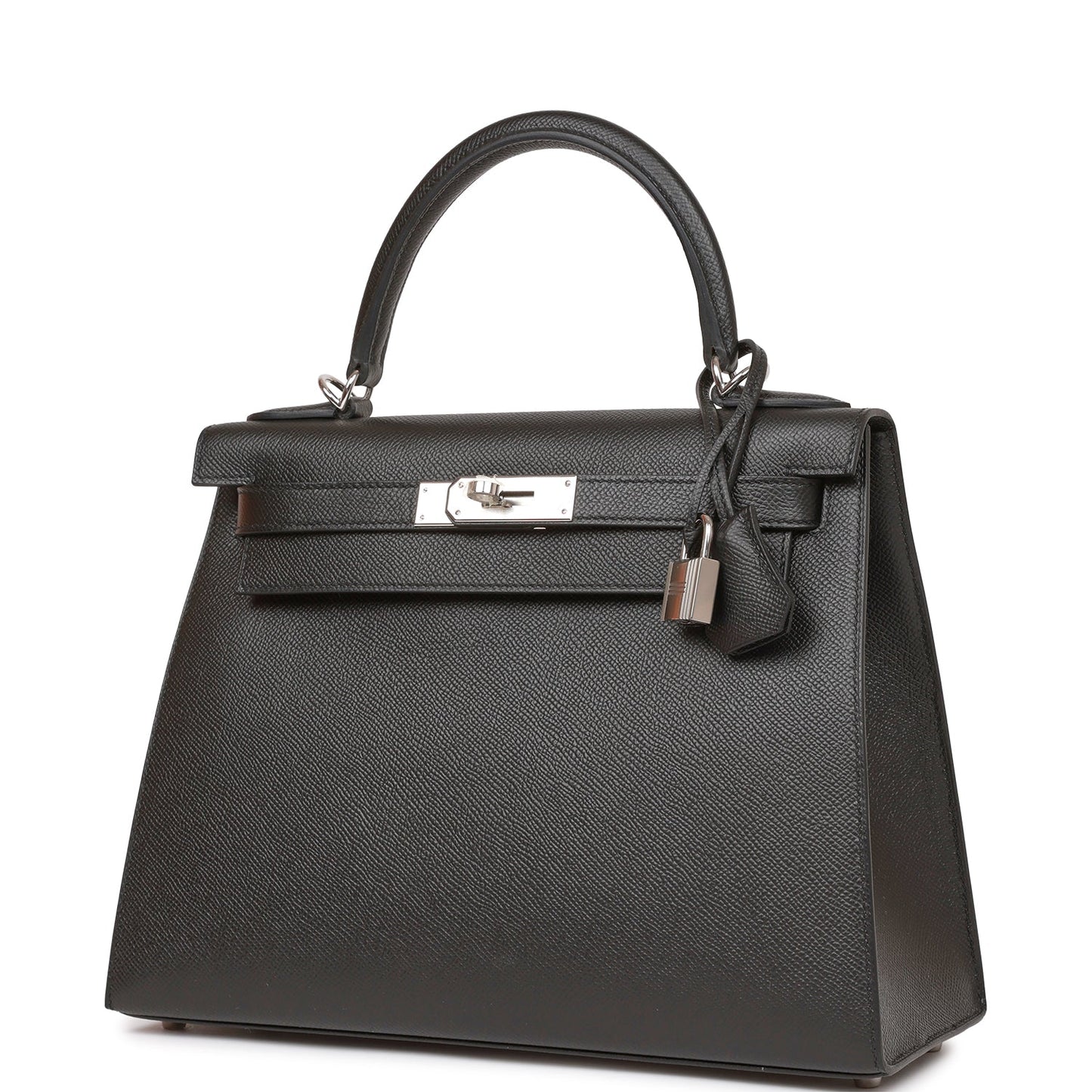 Hermes Kelly 28 Sellier Black Epsom Palladium Hardware