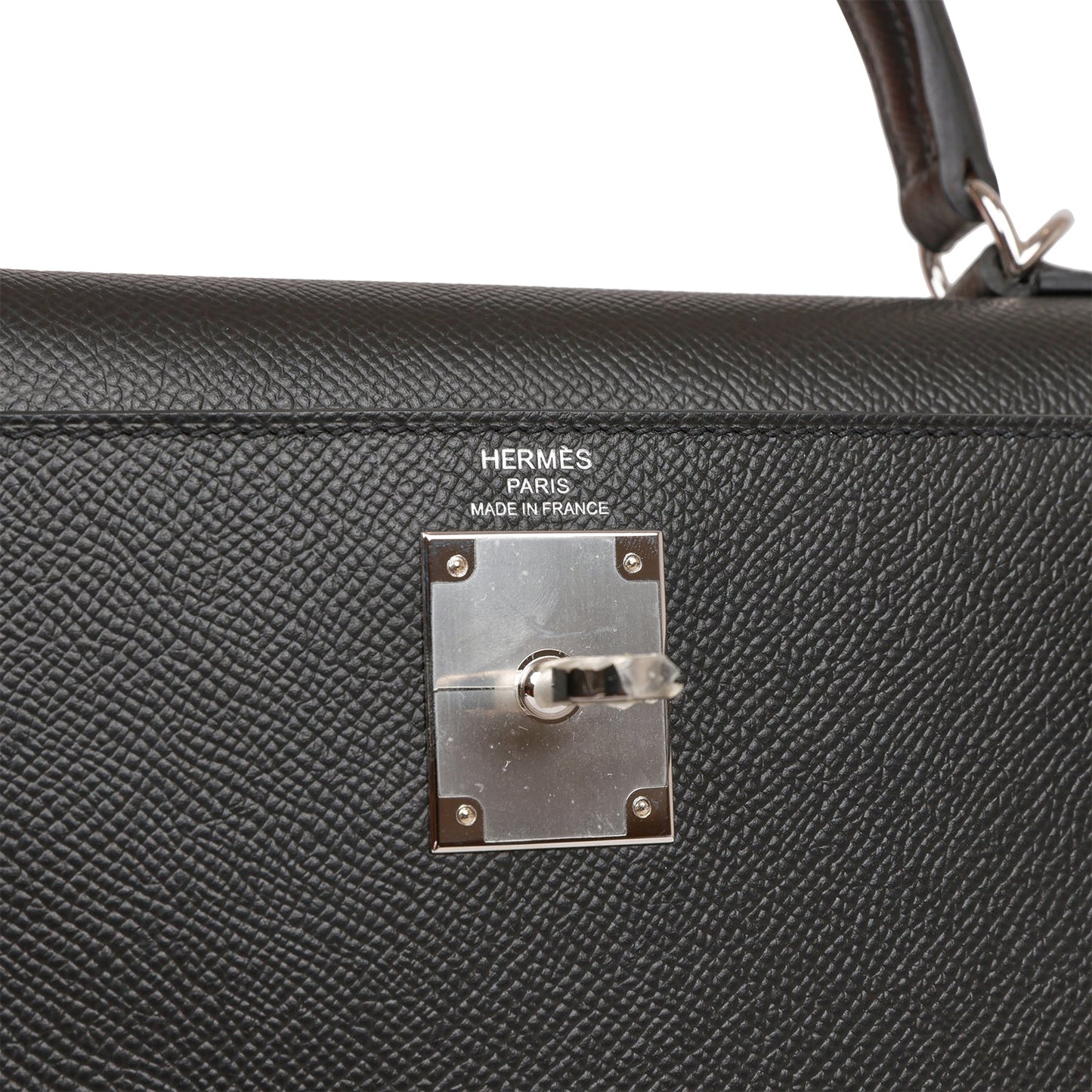 Hermes Kelly 28 Sellier Black Epsom Palladium Hardware