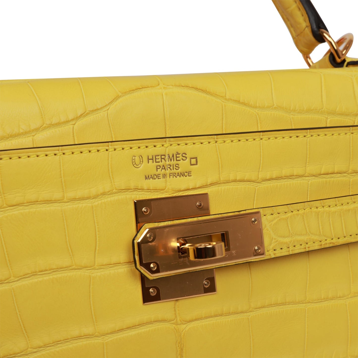 Hermes Special Order Kelly 32 Retourne Mimosa Matte Alligator Gold Hardware