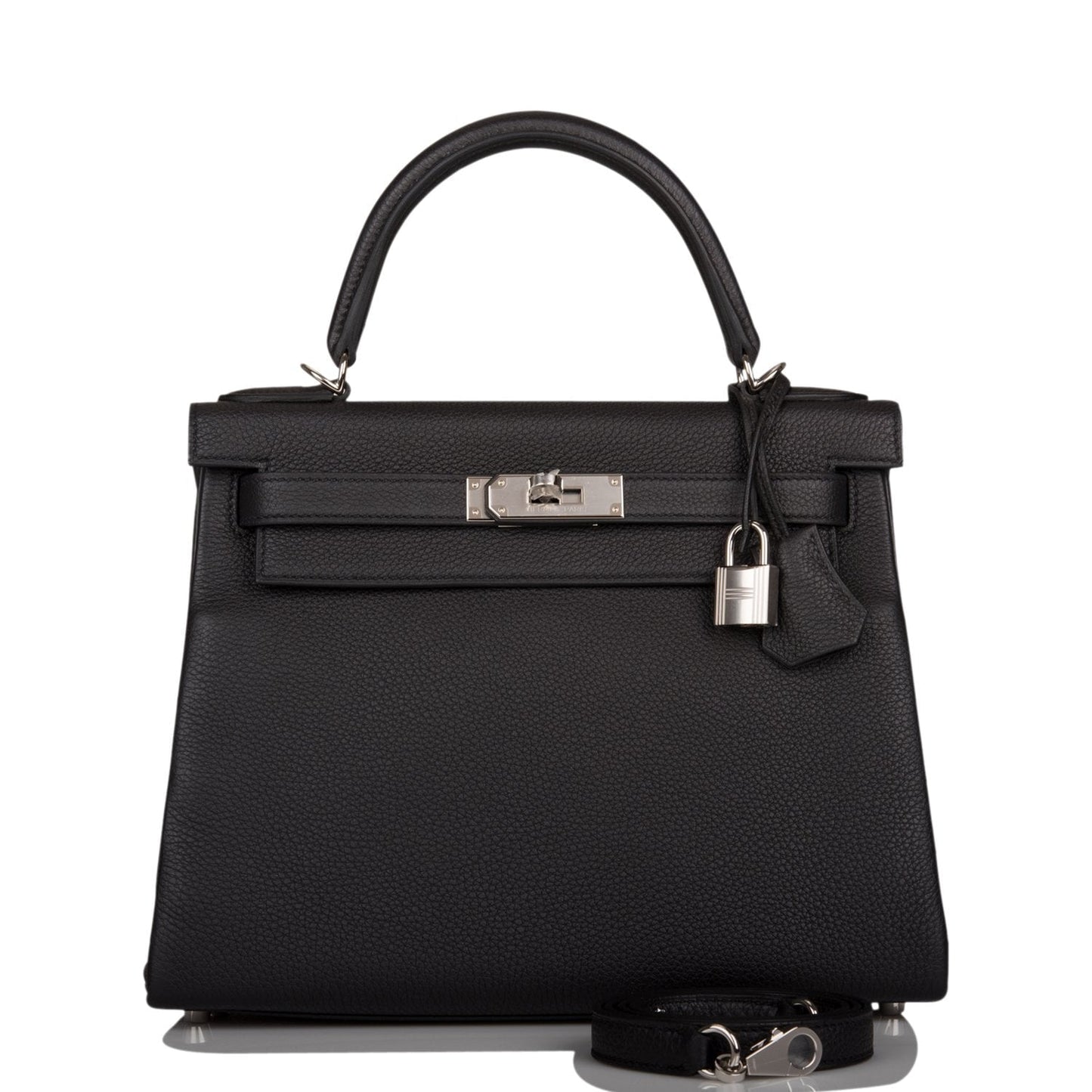 Hermes Kelly 28 Retourne Black Togo Palladium Hardware