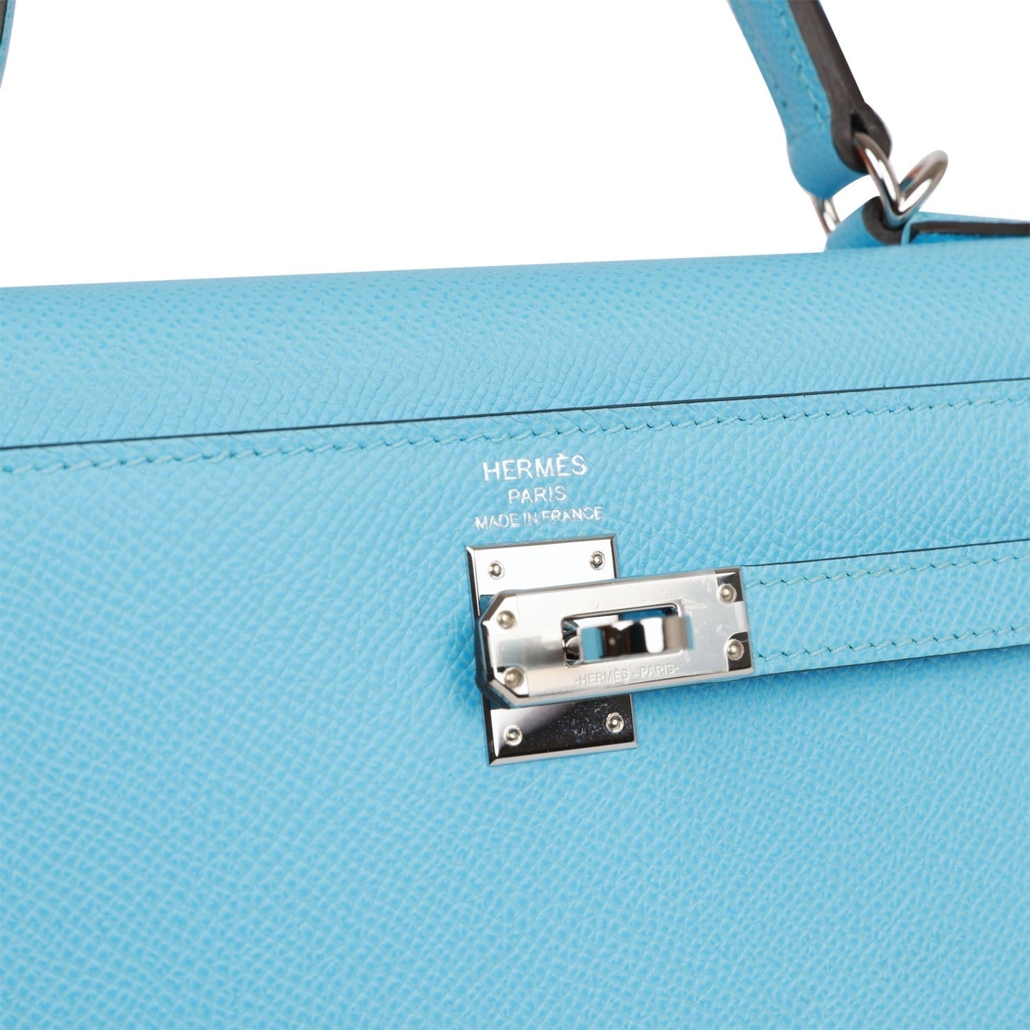 Hermes Kelly 25 Sellier Celeste Epsom Palladium Hardware