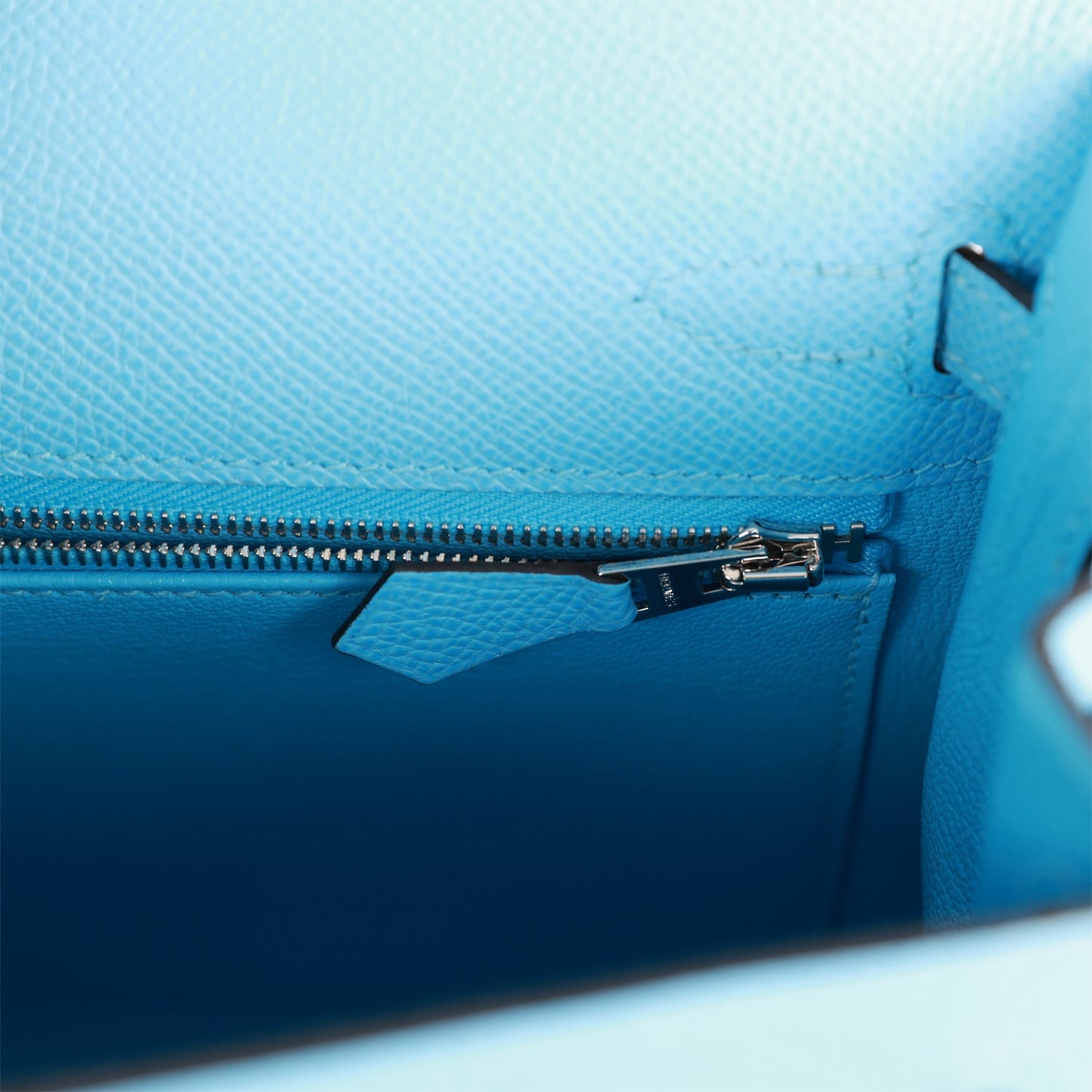 Hermes Kelly 25 Sellier Celeste Epsom Palladium Hardware
