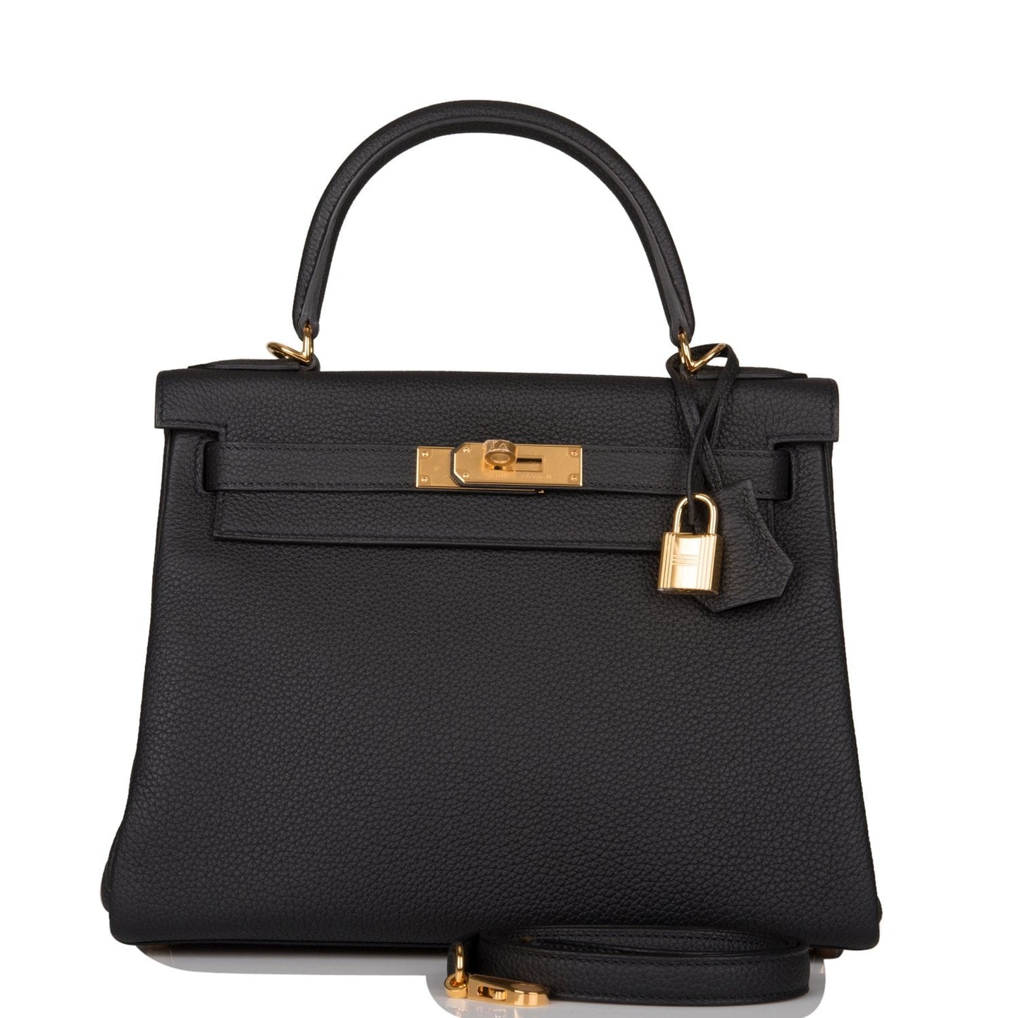 Hermes Kelly 28 Retourne Black Togo Gold Hardware
