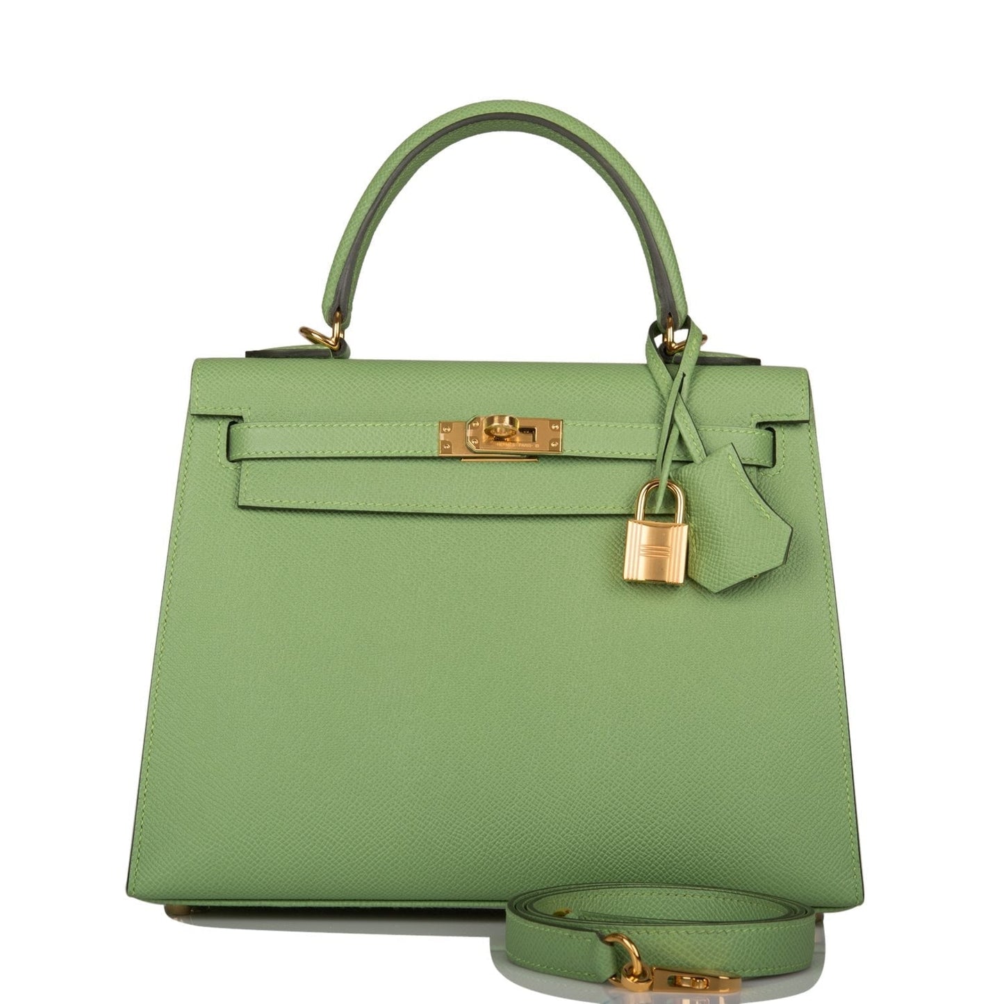 Hermes Kelly 25 Sellier Vert Criquet Epsom Gold Hardware