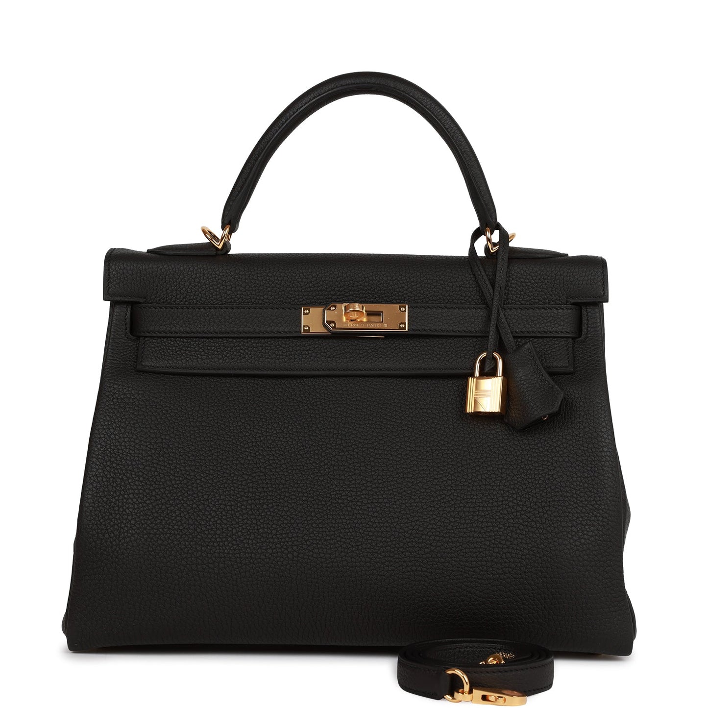Hermes Kelly 32 Retourne Black Togo Gold Hardware