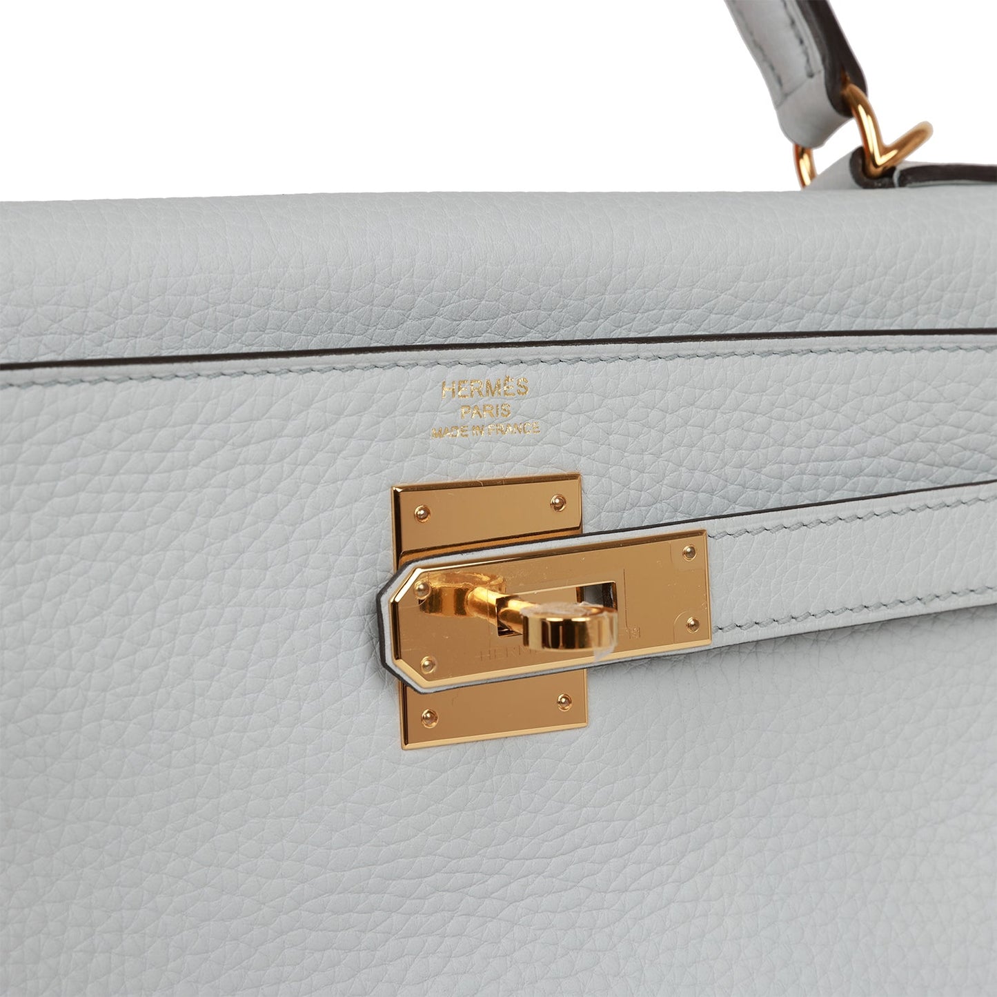 Hermes Kelly 28 Retourne Bleu Pale Clemence Gold Hardware