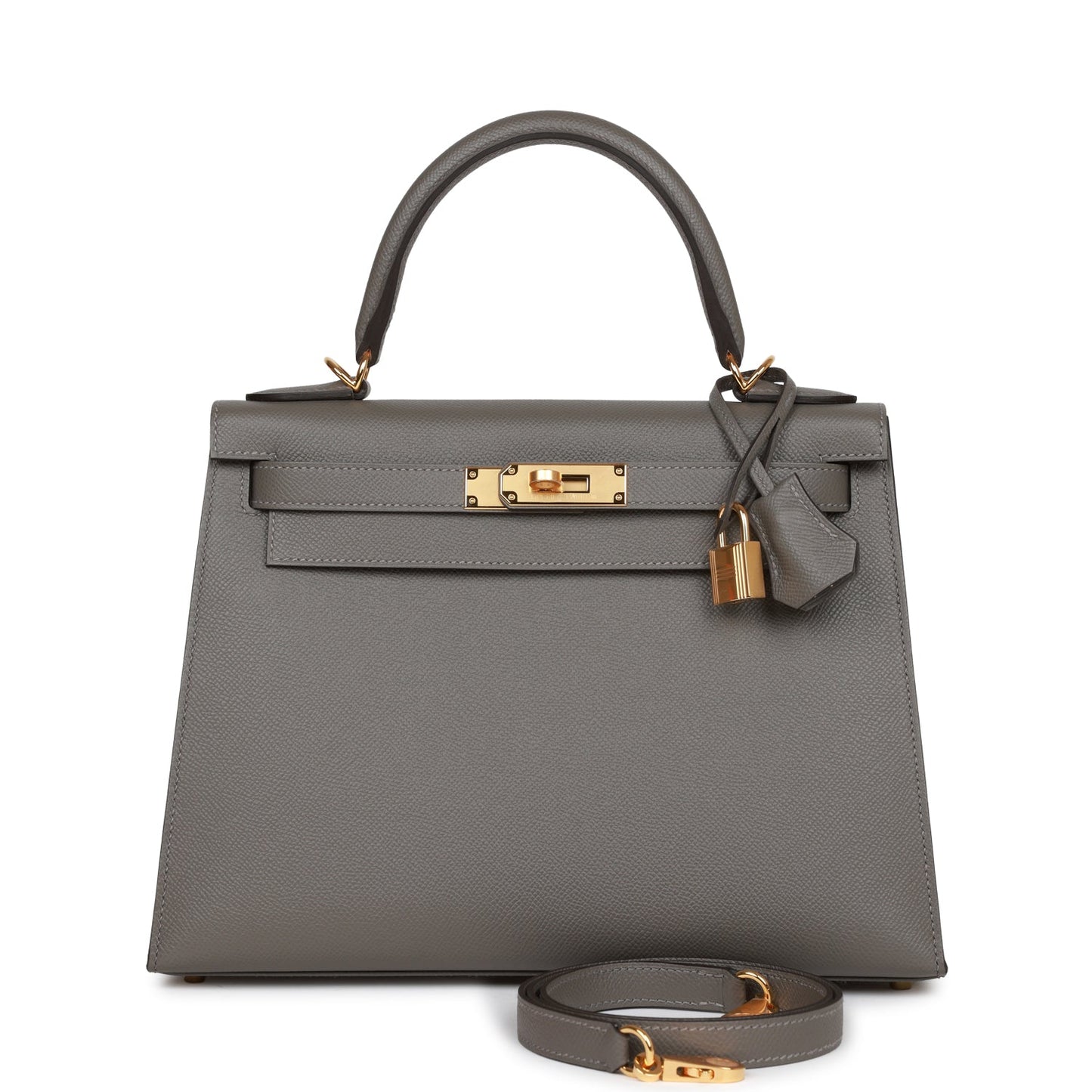 Hermes Kelly 28 Sellier Gris Meyer Epsom Gold Hardware