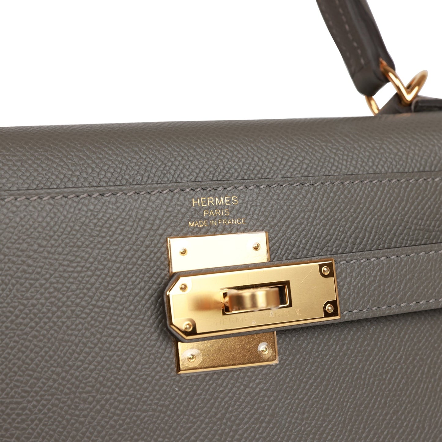 Hermes Kelly 28 Sellier Gris Meyer Epsom Gold Hardware