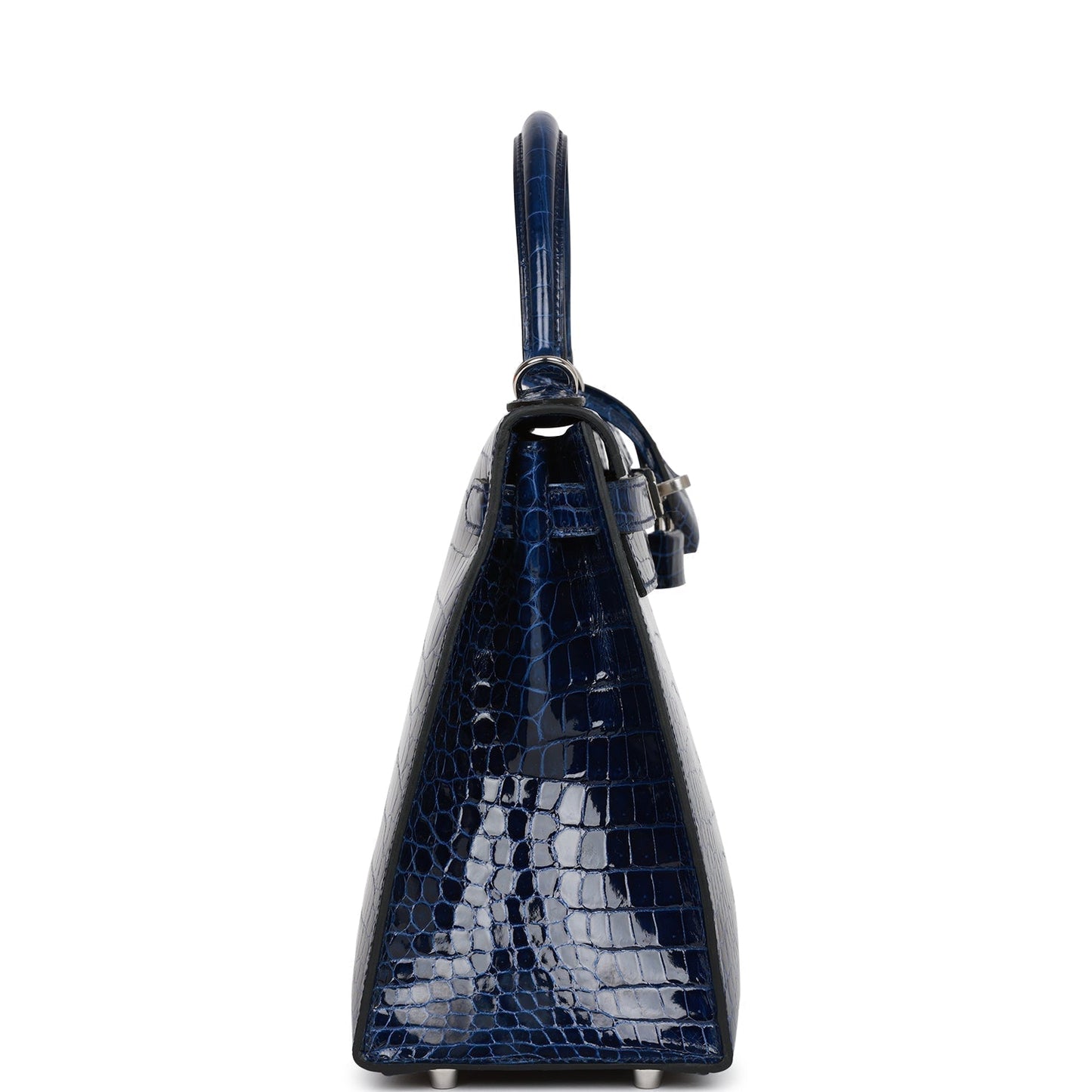 Hermes Kelly 28 Sellier Bleu Saphir Shiny Porosus Crocodile Palladium Hardware