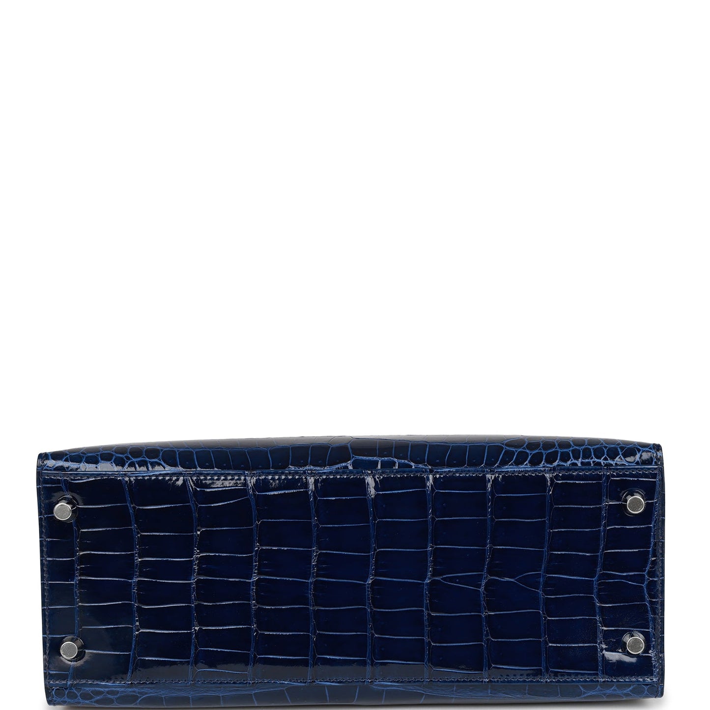 Hermes Kelly 28 Sellier Bleu Saphir Shiny Porosus Crocodile Palladium Hardware