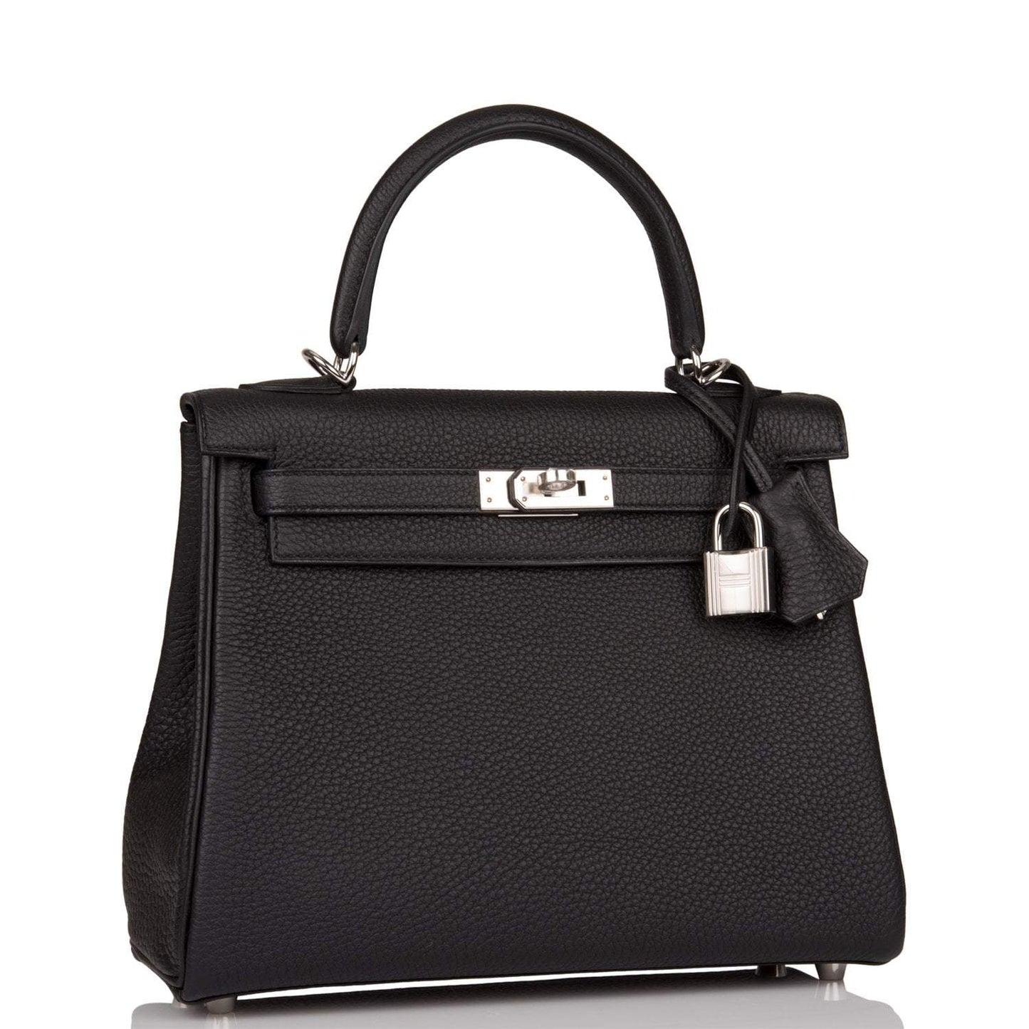 Hermes Kelly 25 Retourne Black Togo Palladium Hardware