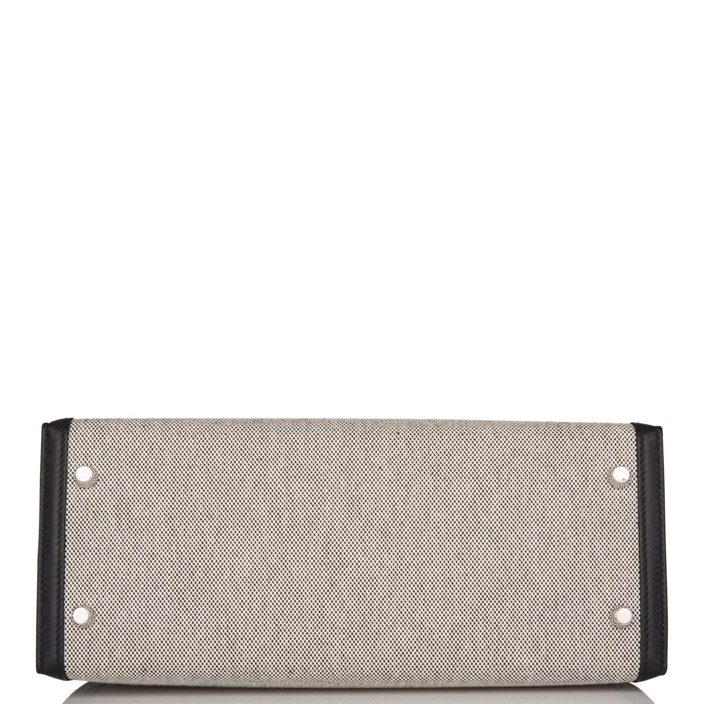 Hermes Kelly 28 Sellier Black Toile and Swift Palladium Hardware