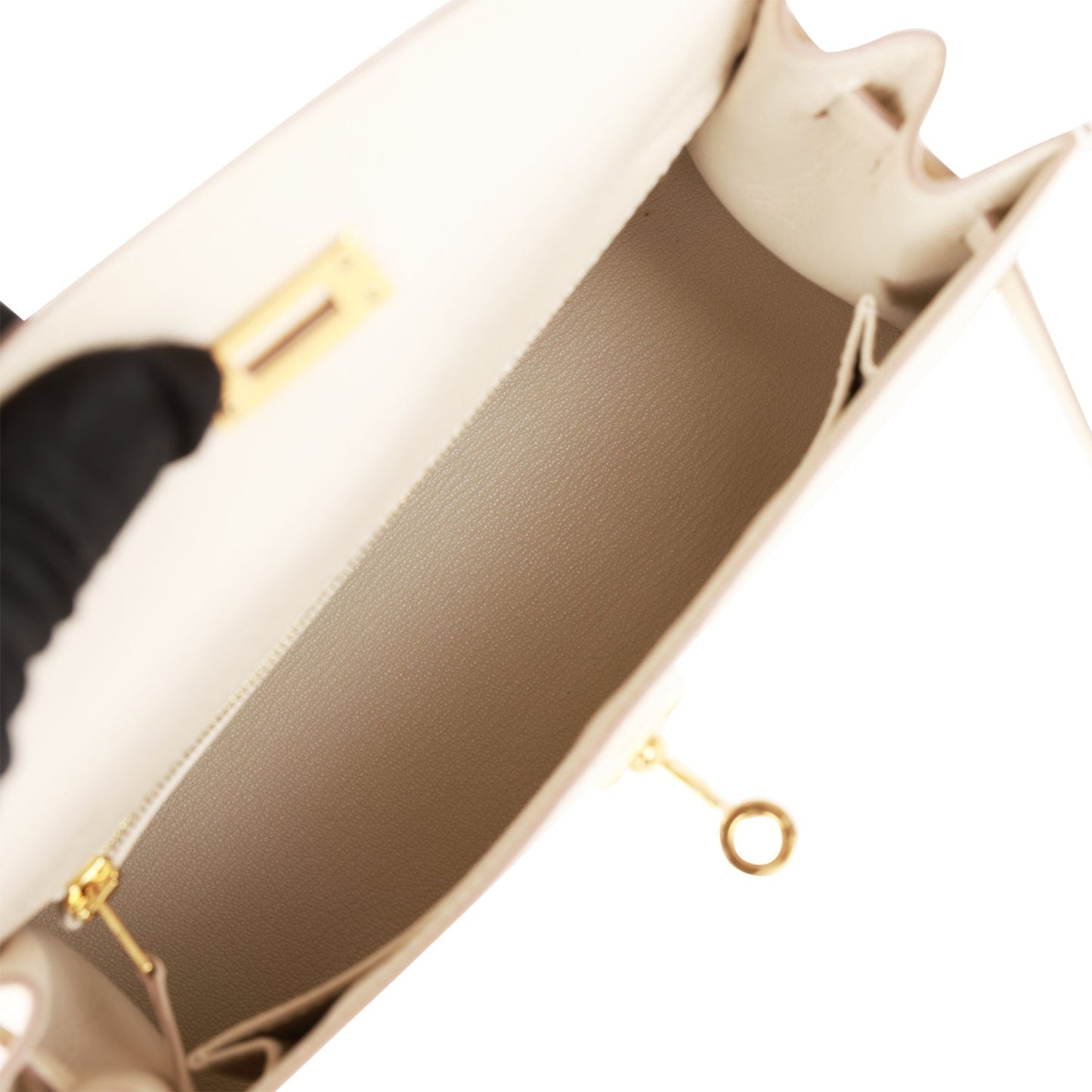 Hermes Kelly 25 Sellier Craie Epsom Gold Hardware