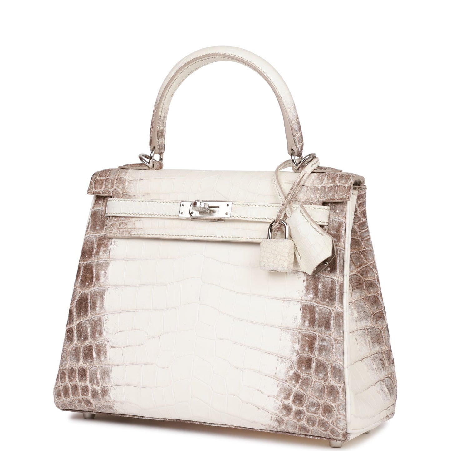 Hermes Kelly 25 Retourne Himalaya Niloticus Crocodile Palladium Hardware