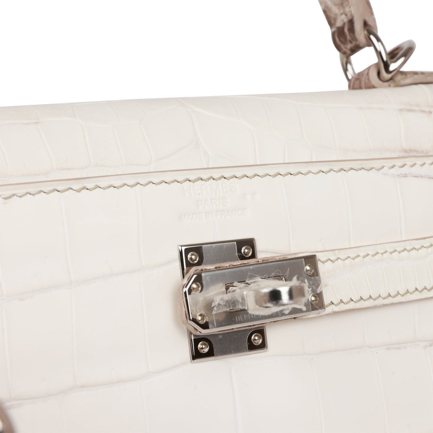 Hermes Kelly 25 Retourne Himalaya Niloticus Crocodile Palladium Hardware
