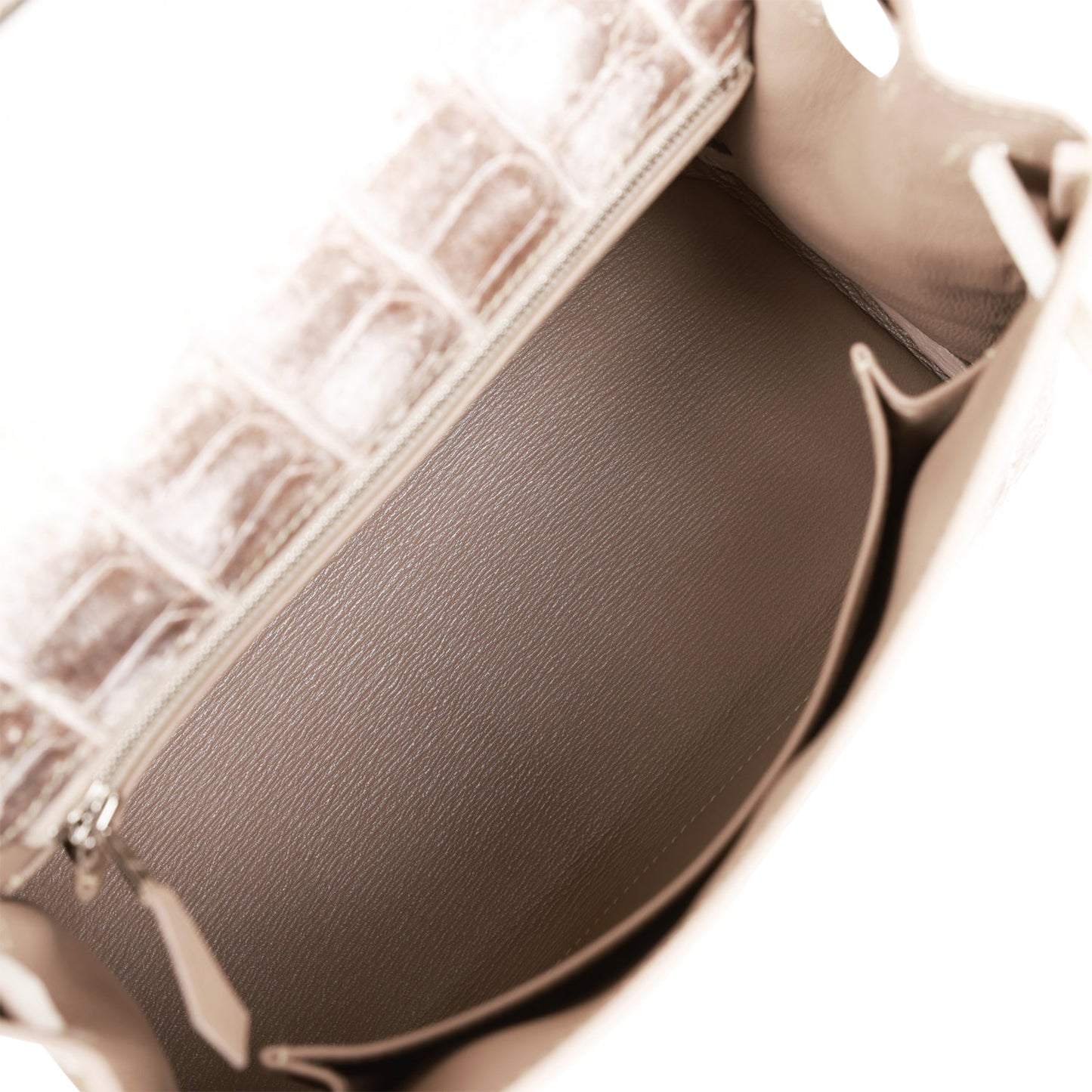 Hermes Kelly 25 Retourne Himalaya Niloticus Crocodile Palladium Hardware