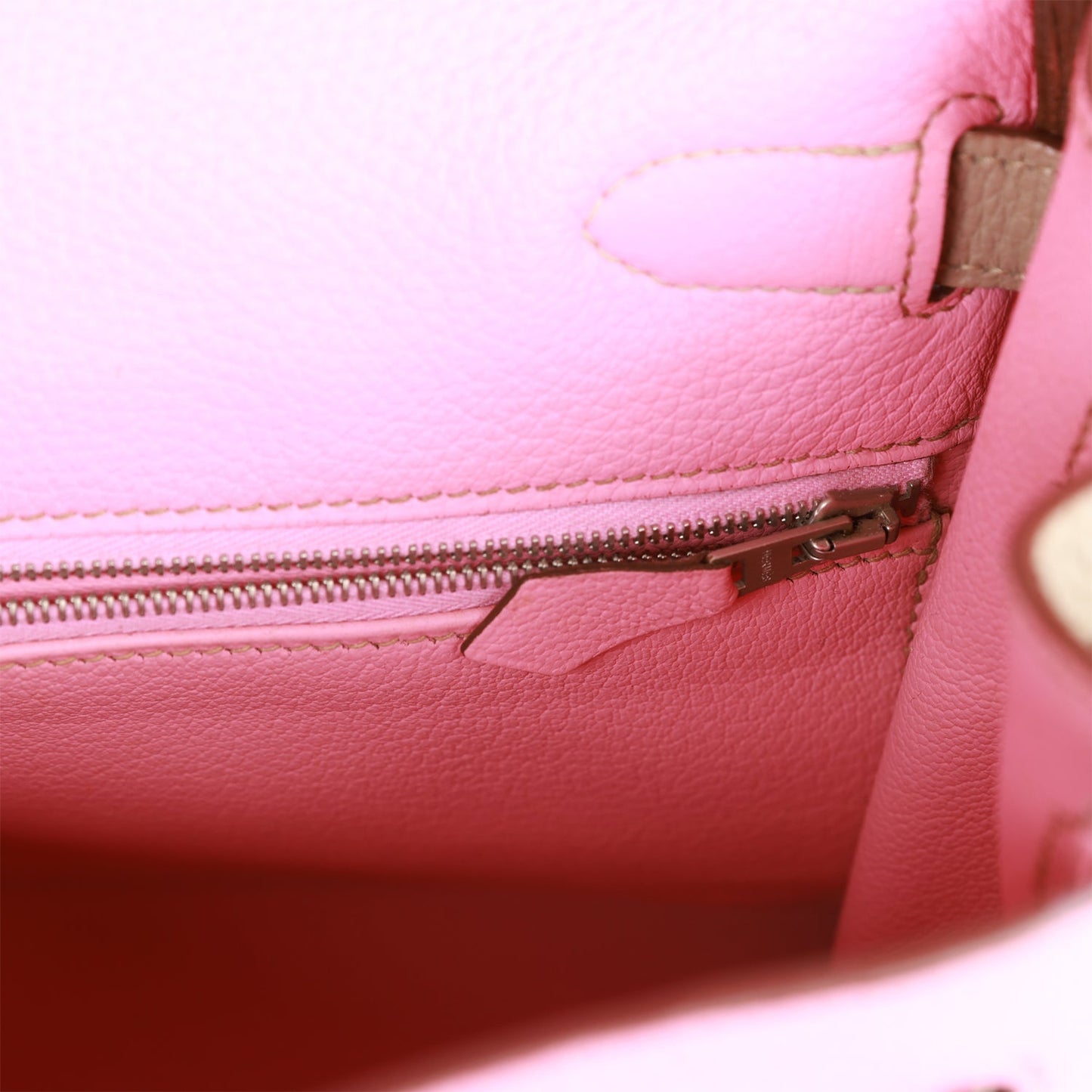 Hermes Special Order Kelly 32 Retourne Bubblegum and Gris Tourterelle Clemence Brushed Palladium Hardware