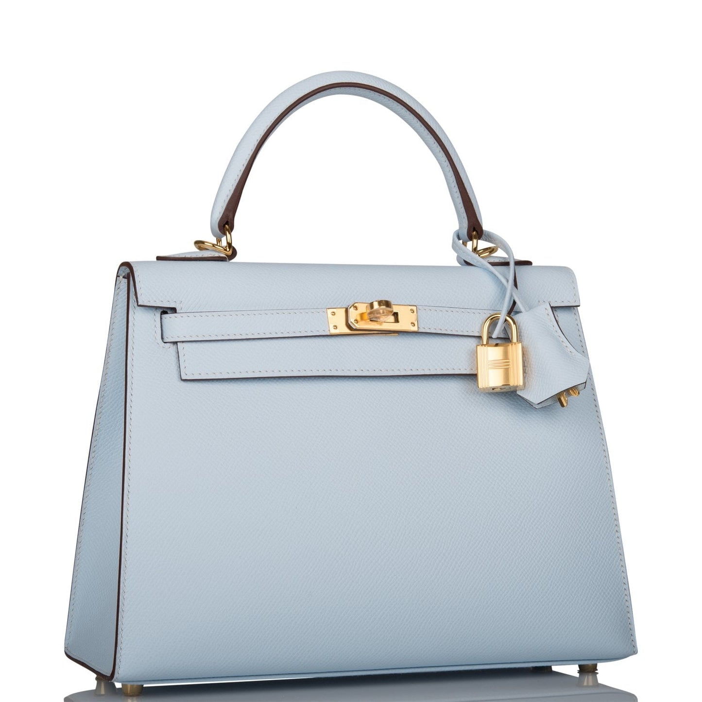 Hermes Kelly 25 Sellier Bleu Brume Epsom Gold Hardware