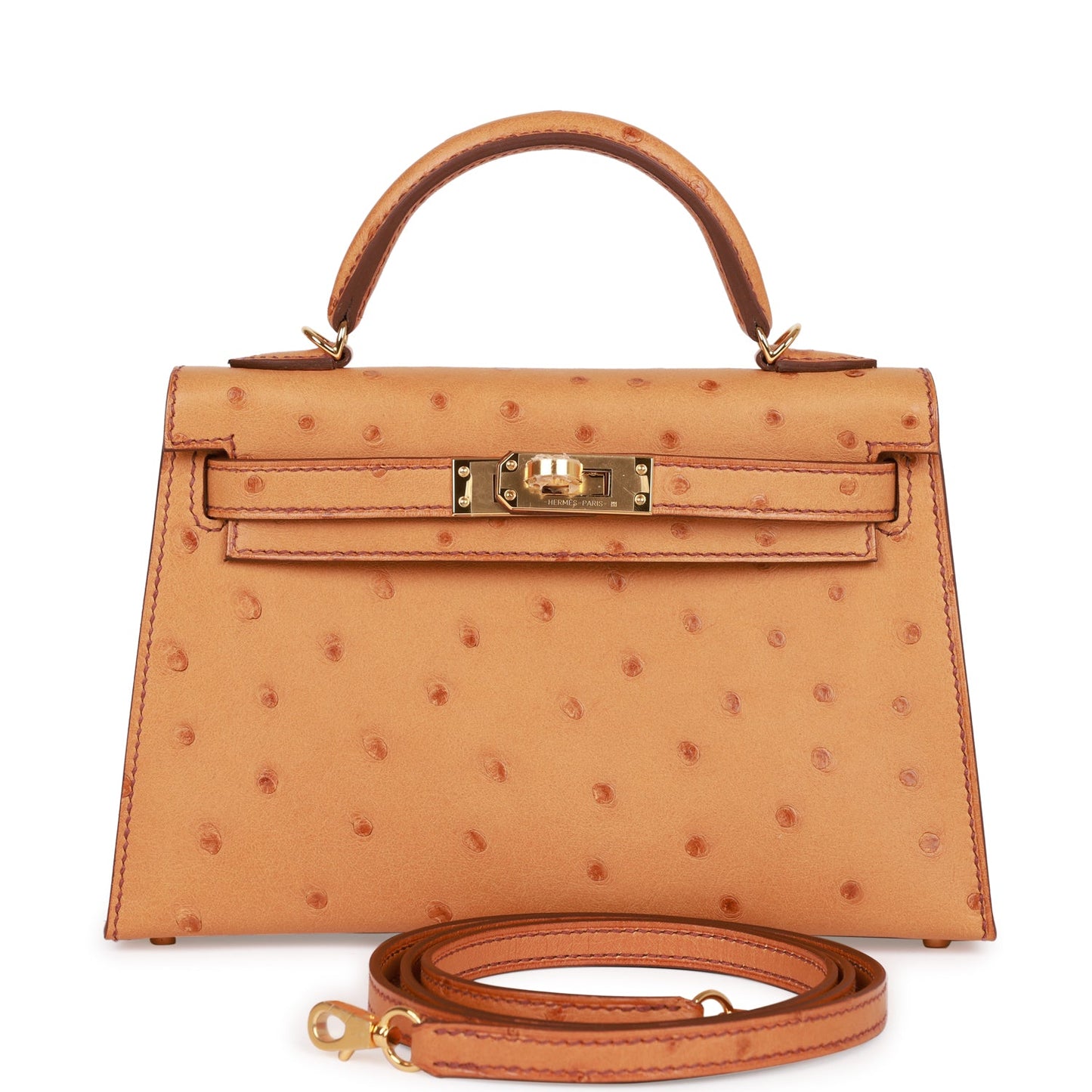 Hermes Kelly 20 Sellier Gold Ostrich Gold Hardware