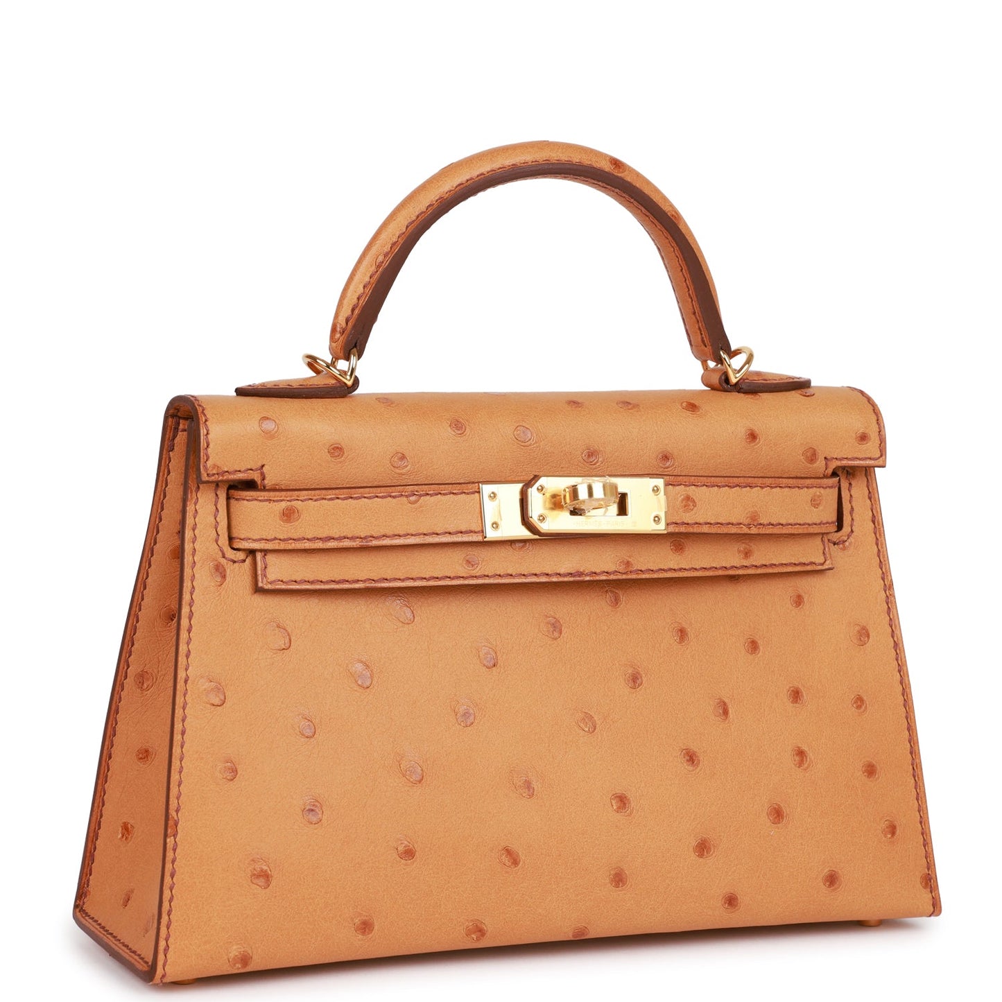 Hermes Kelly 20 Sellier Gold Ostrich Gold Hardware