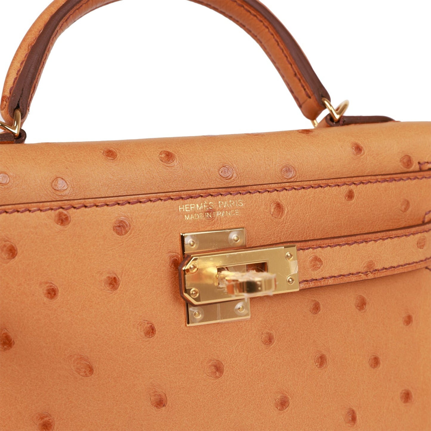 Hermes Kelly 20 Sellier Gold Ostrich Gold Hardware
