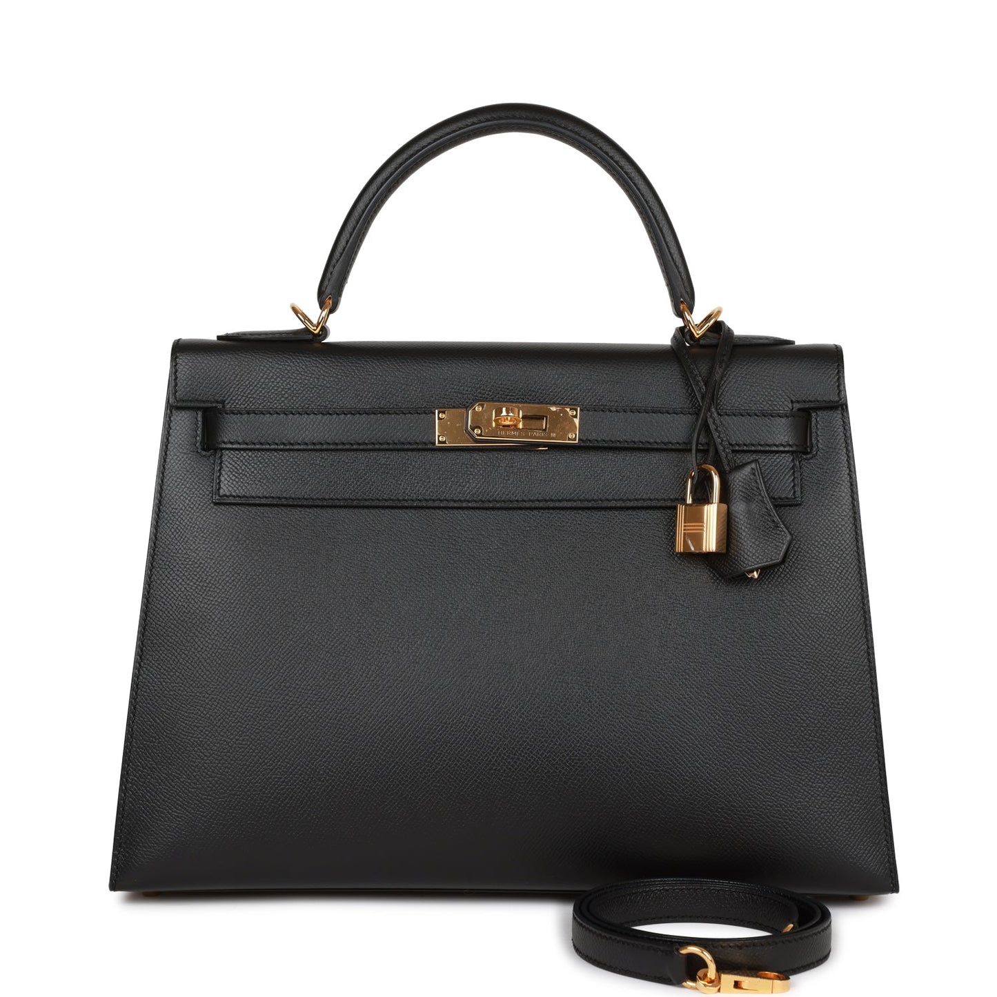 Hermes Kelly 32 Sellier Black Epsom Gold Hardware