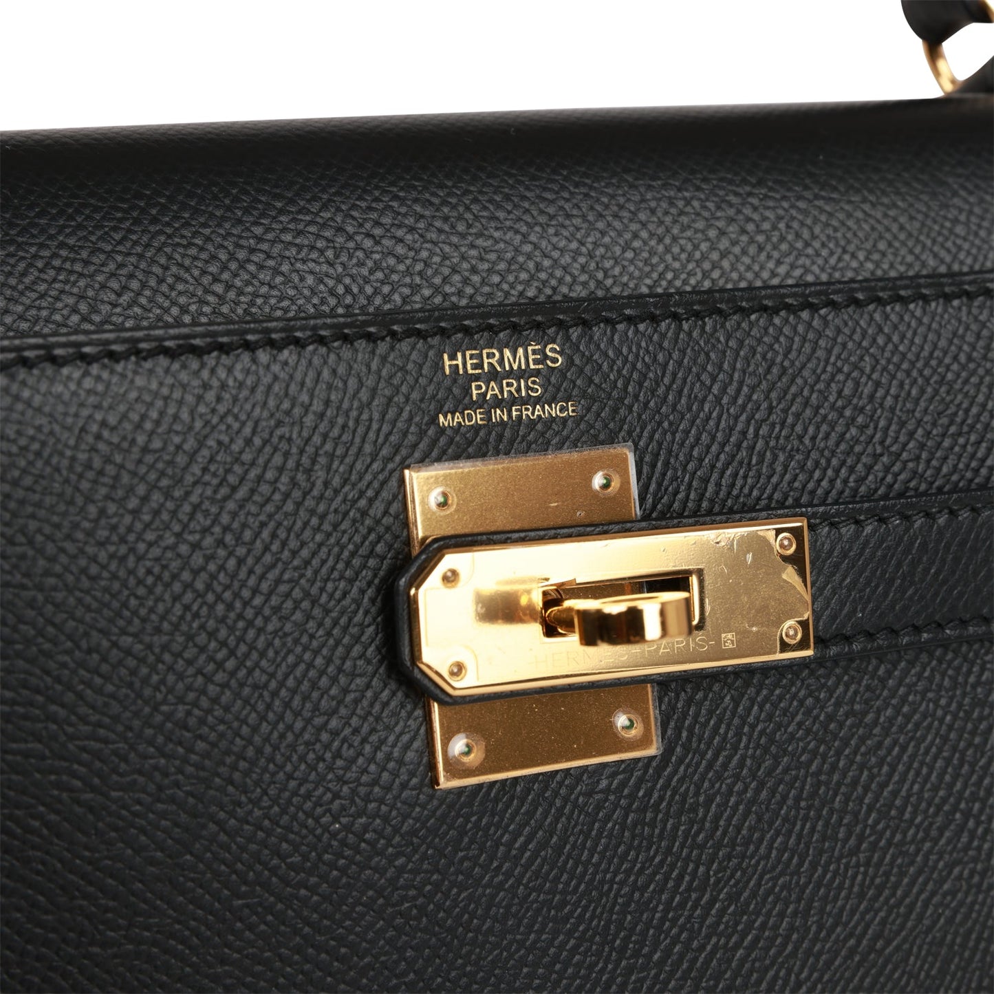 Hermes Kelly 32 Sellier Black Epsom Gold Hardware