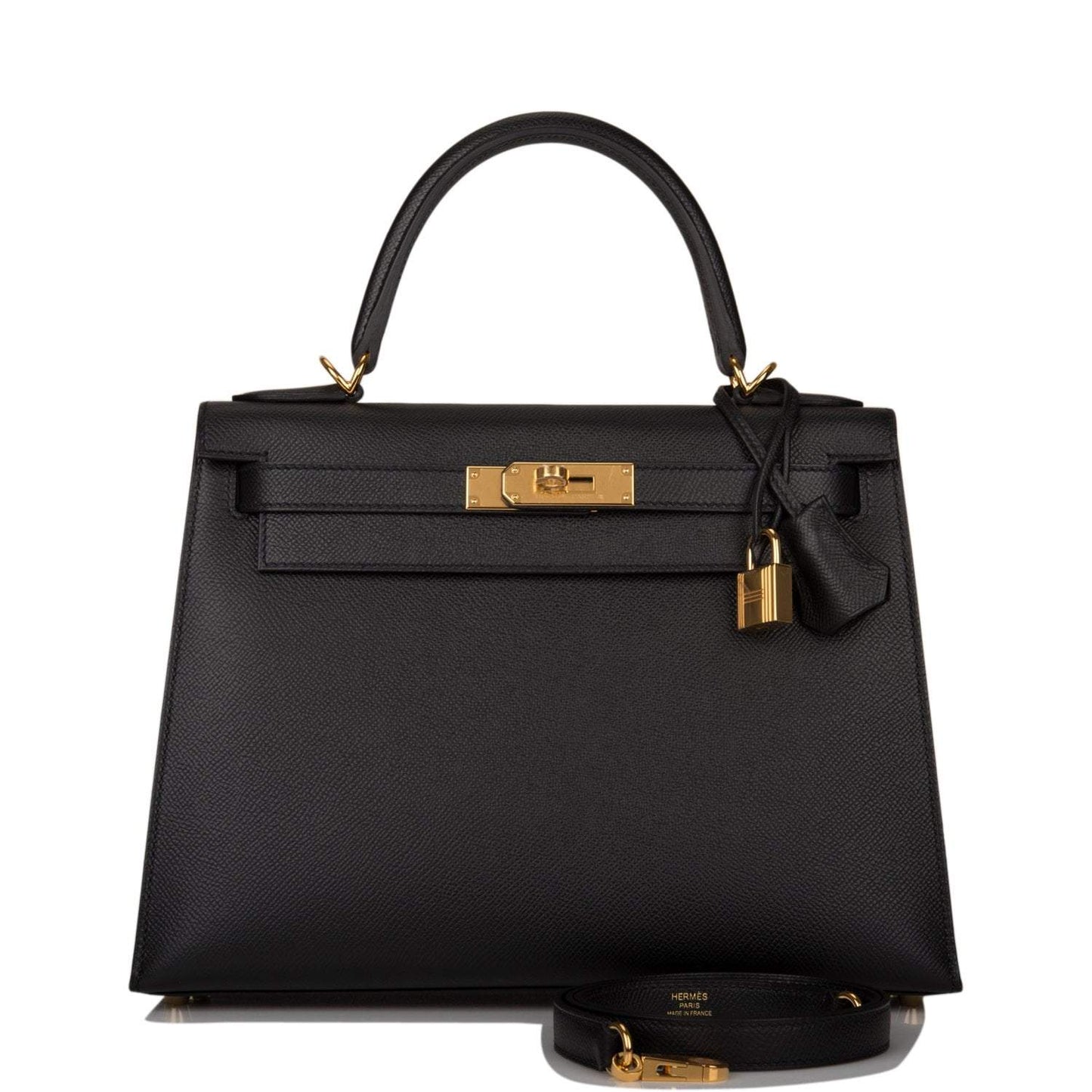 Hermes Kelly 28 Sellier Black Epsom Gold Hardware