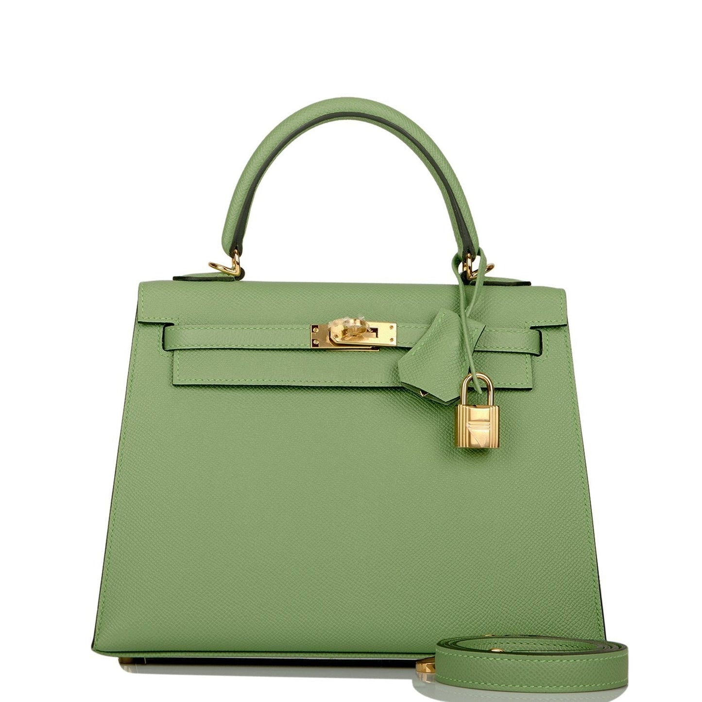 Hermes Kelly 25 Sellier Vert Criquet Epsom Gold Hardware