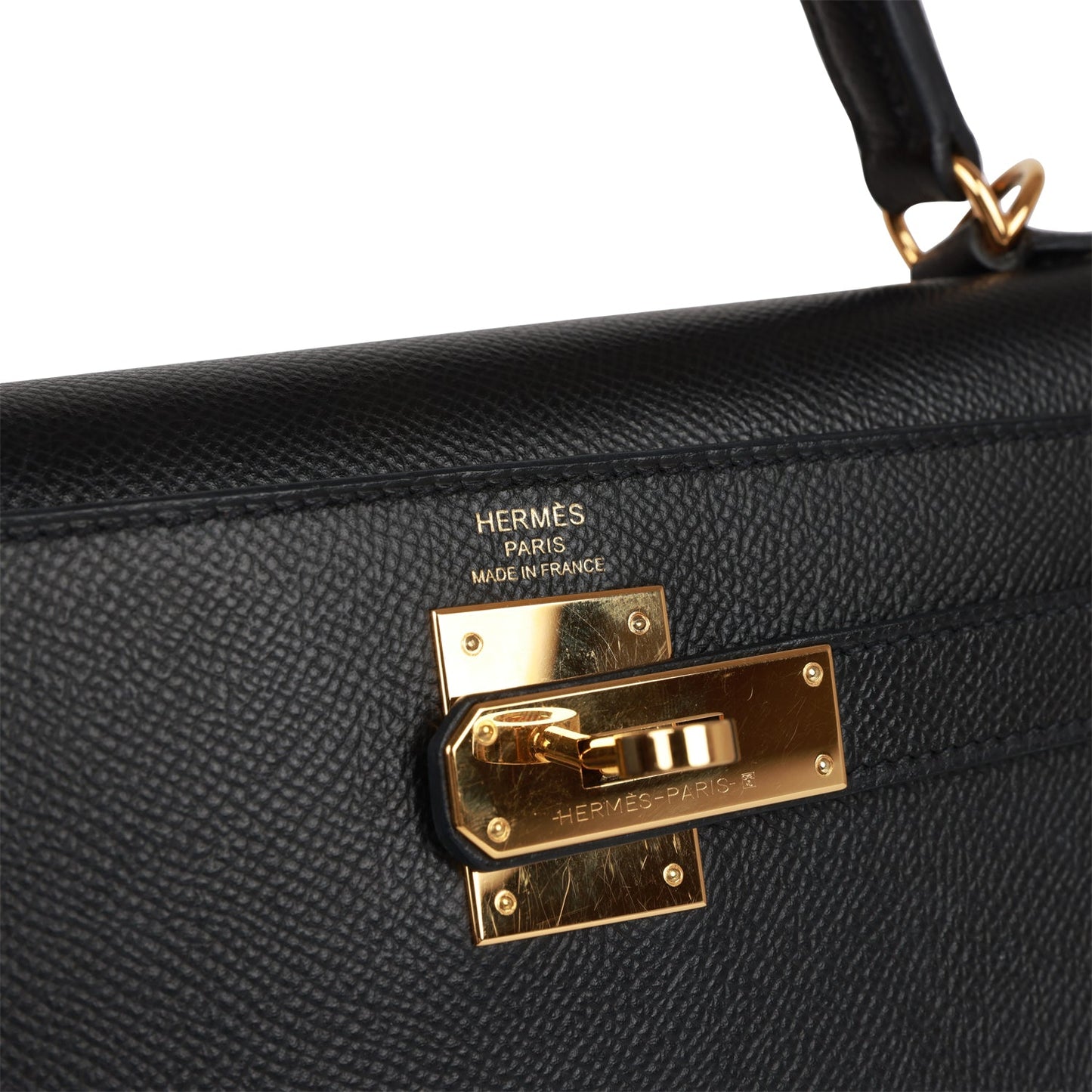Hermes Kelly 28 Sellier Black Epsom Gold Hardware