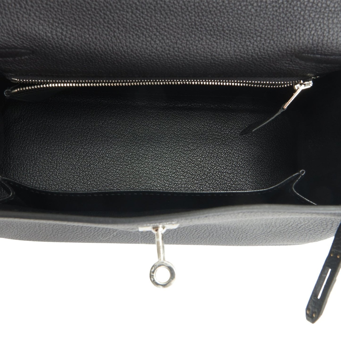 Hermes Kelly 25 Retourne Black Togo Palladium Hardware