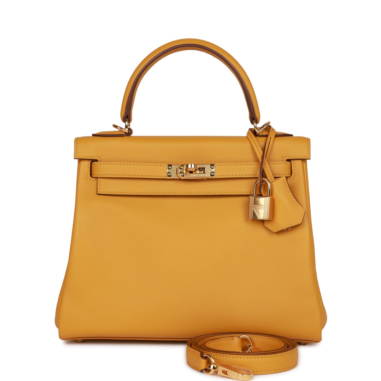 Hermes Kelly 25 Retourne Jaune Ambre Swift Gold Hardware